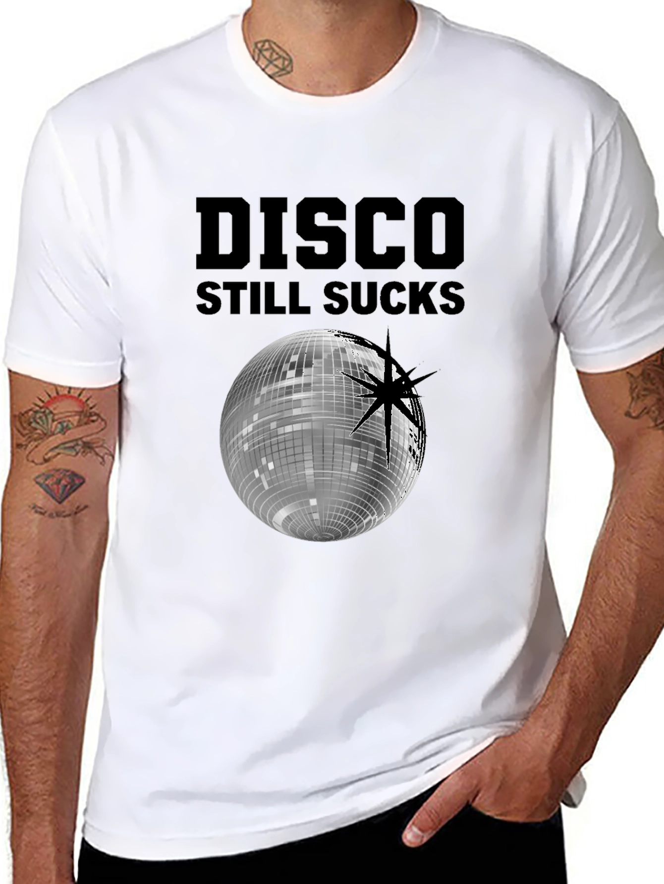 Disco Still Sucks Black Graphic T-Shirt