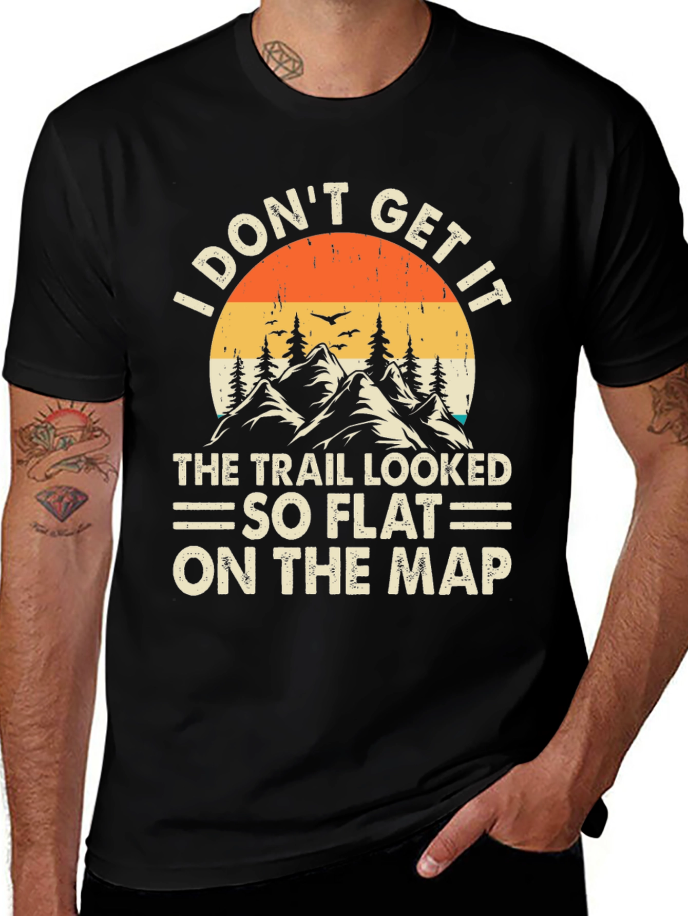 Funny Hiking T-Shirt - So Flat On The Map