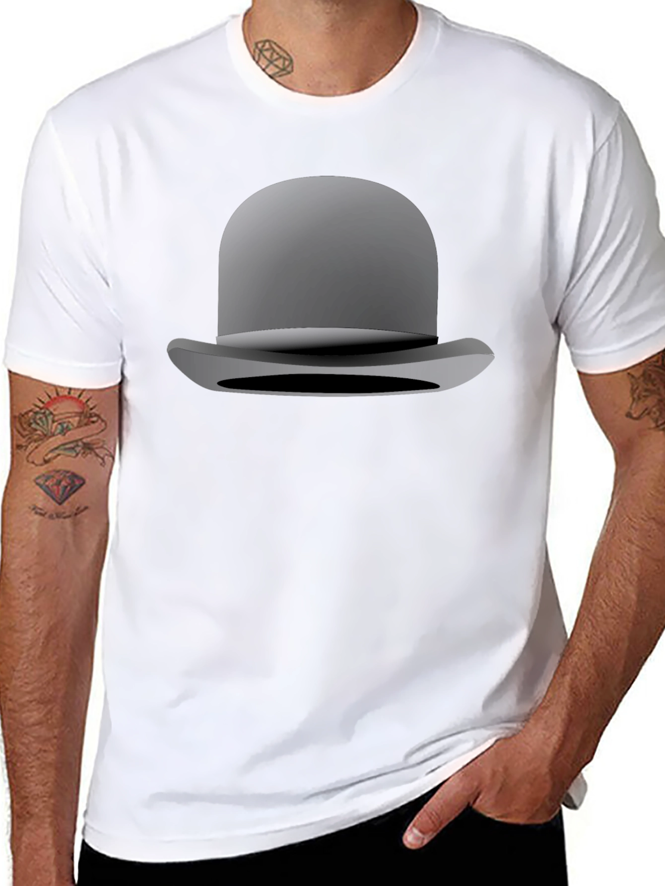 Bowler Hat Graphic Tee - Classic Style