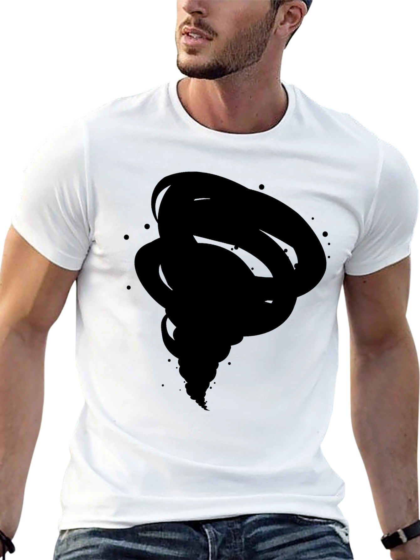 Mens Black Tornado Graphic T-Shirt