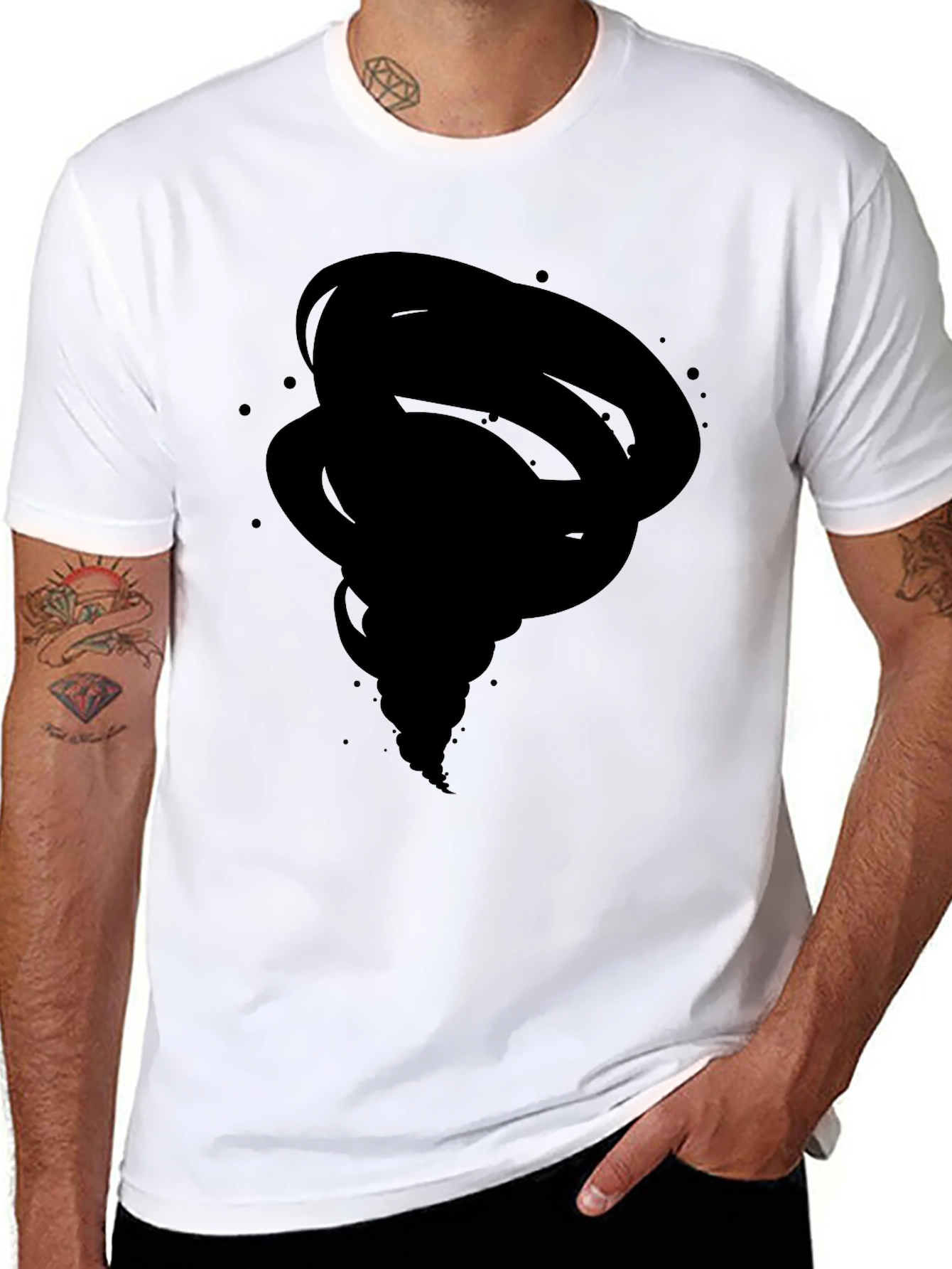 Mens Black Tornado Graphic T-Shirt