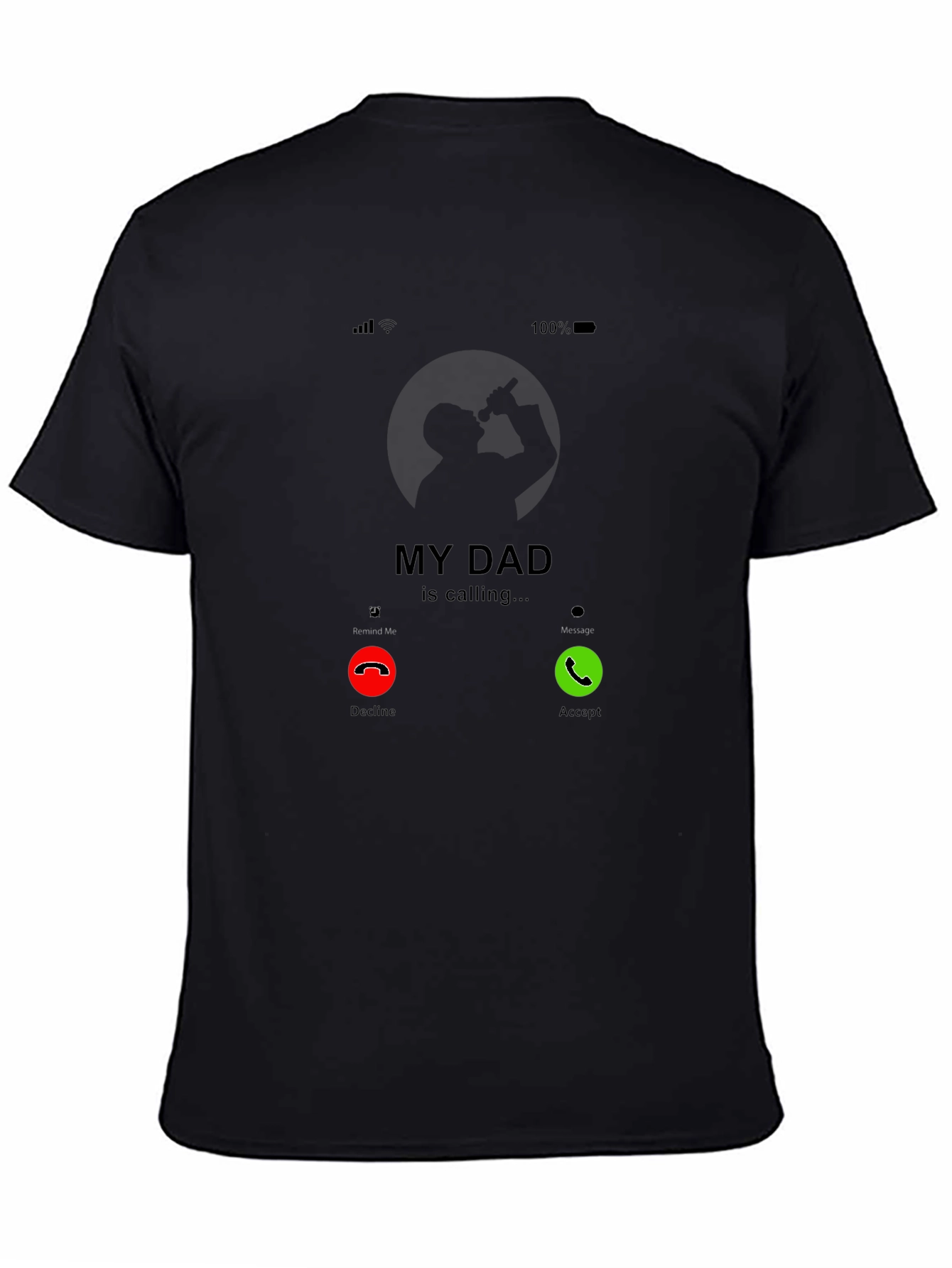 My Dad Is Calling Black Graphic Tee
