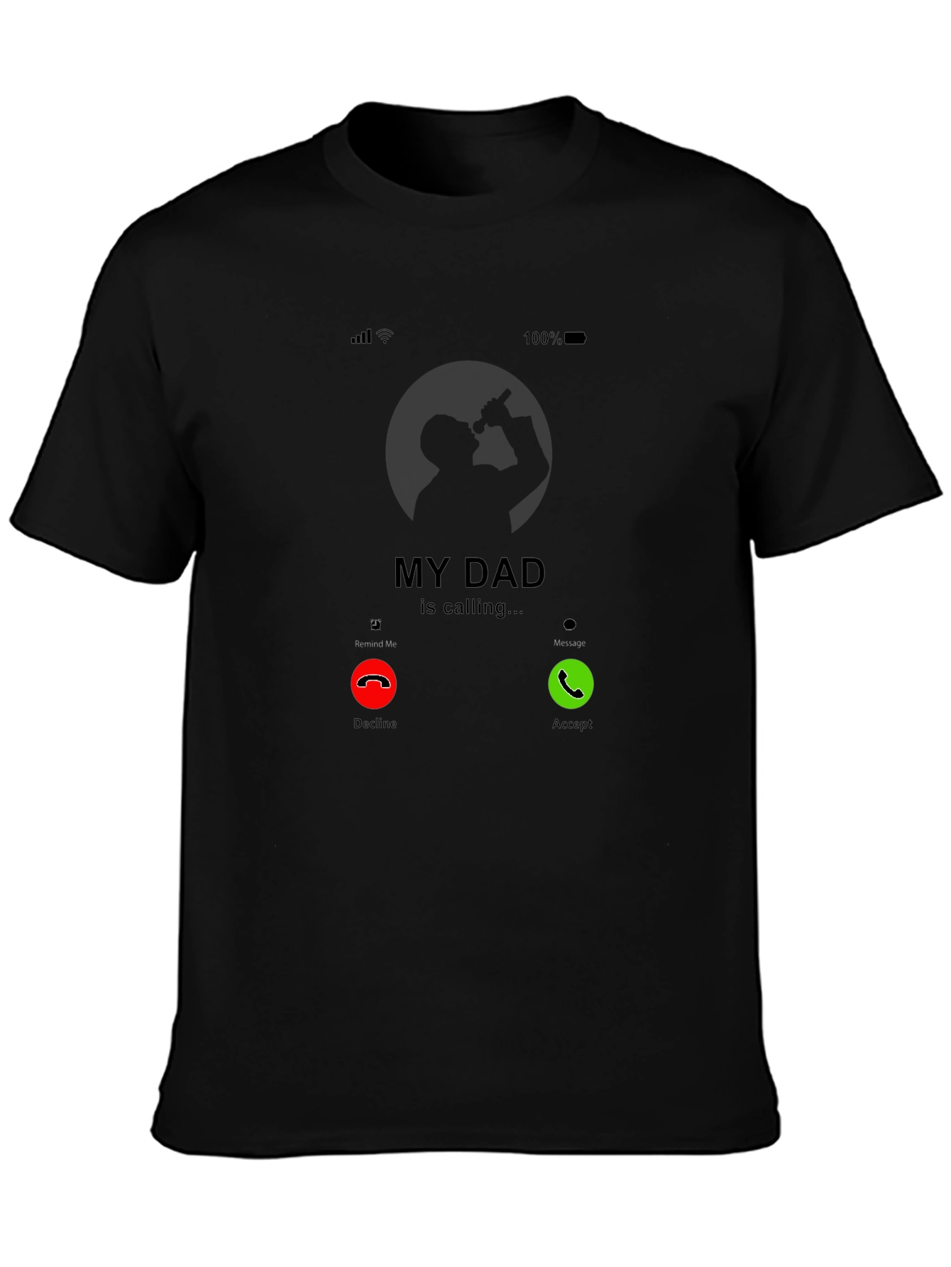 My Dad Is Calling Black Graphic Tee