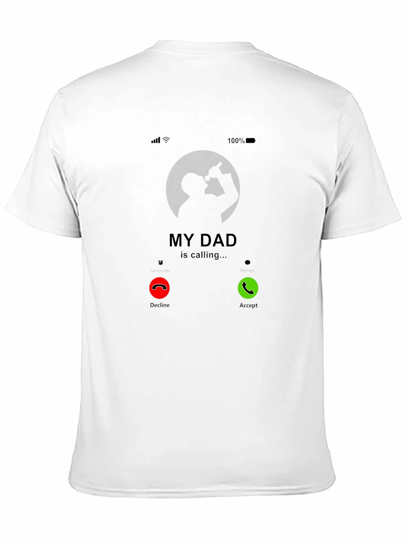 My Dad Is Calling Black Graphic Tee