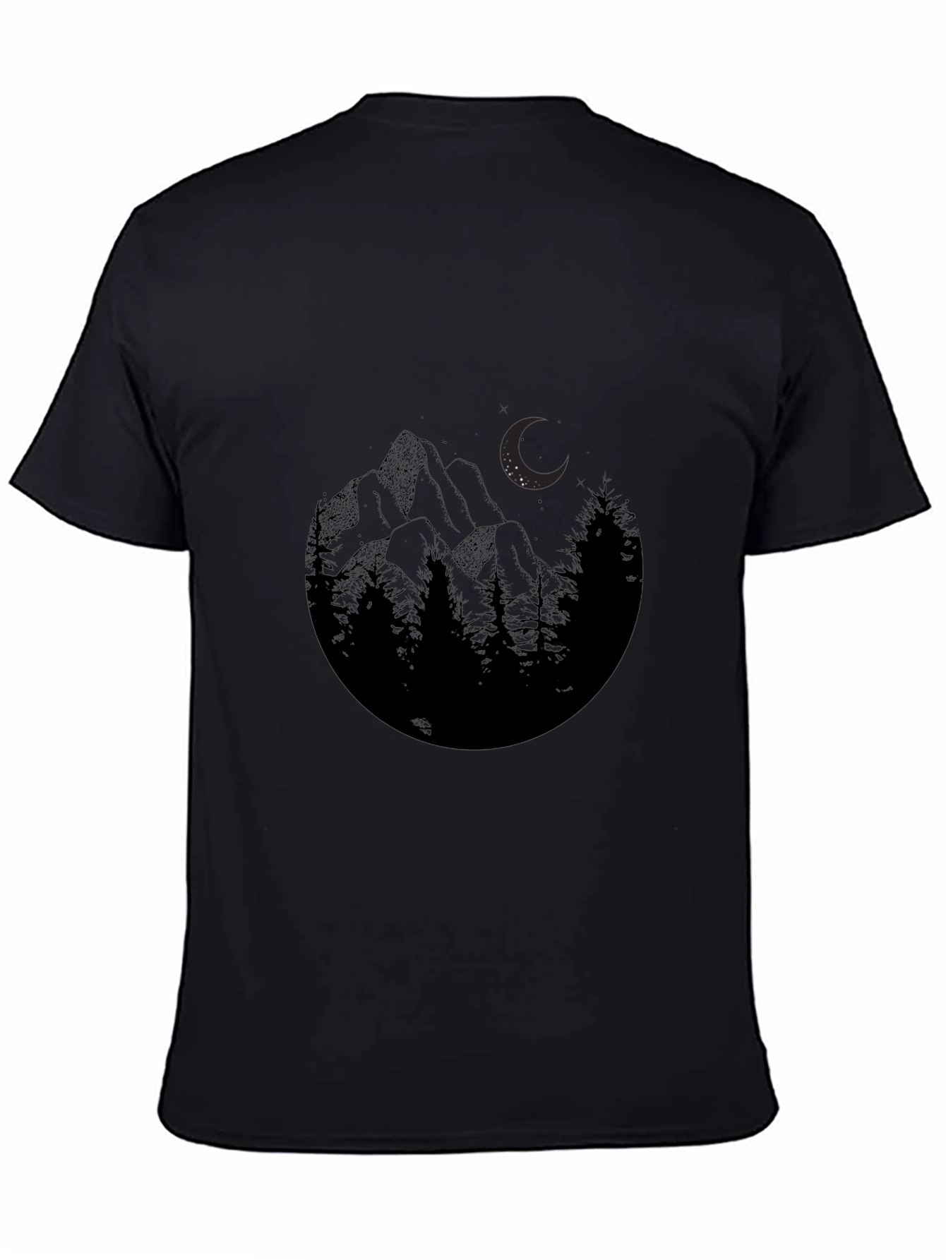 Mountain Moon Graphic Tee - Black Cotton Blend