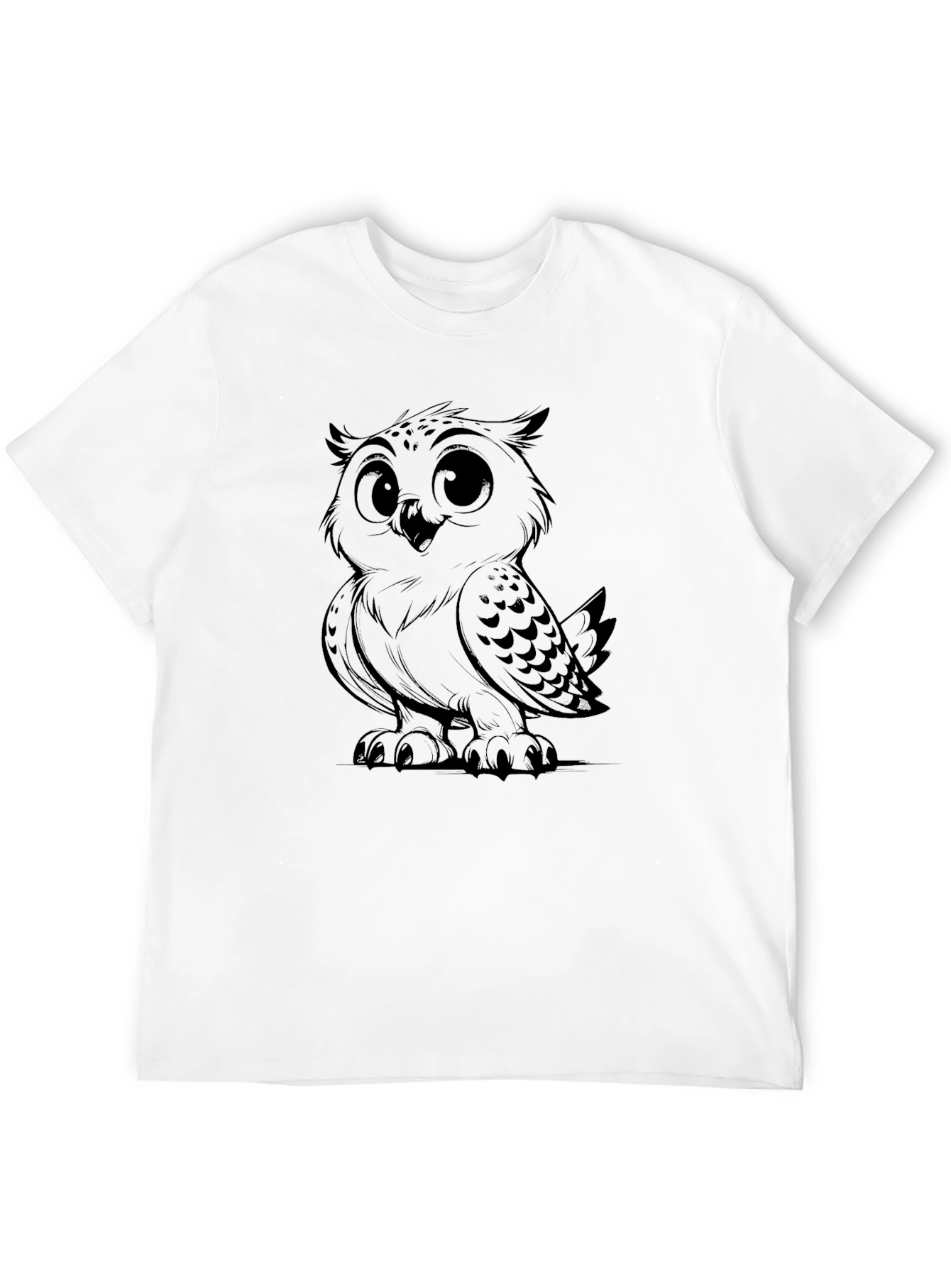 Owl Graphic Tee - Mens Black Cotton T-Shirt