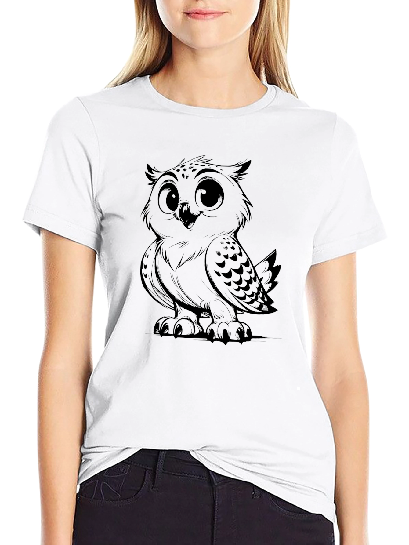 Owl Graphic Tee - Mens Black Cotton T-Shirt