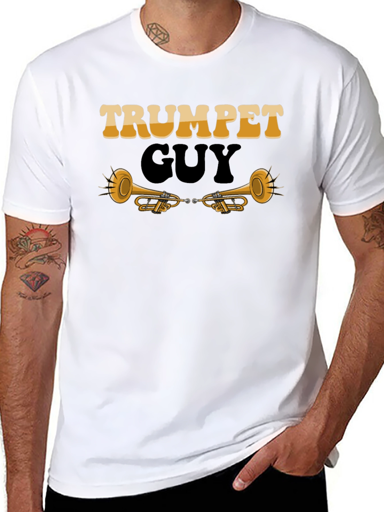 Trumpet Guy Graphic Tee - Musicians Novelty Shirt