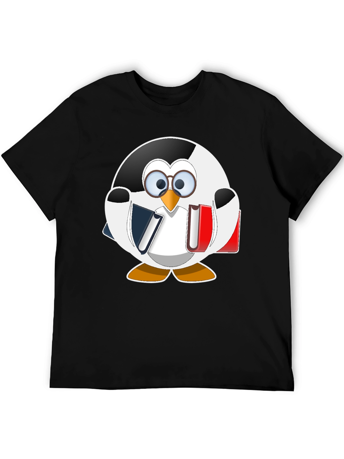 Bookworm Penguin Graphic Tee - Cute Reading Shirt