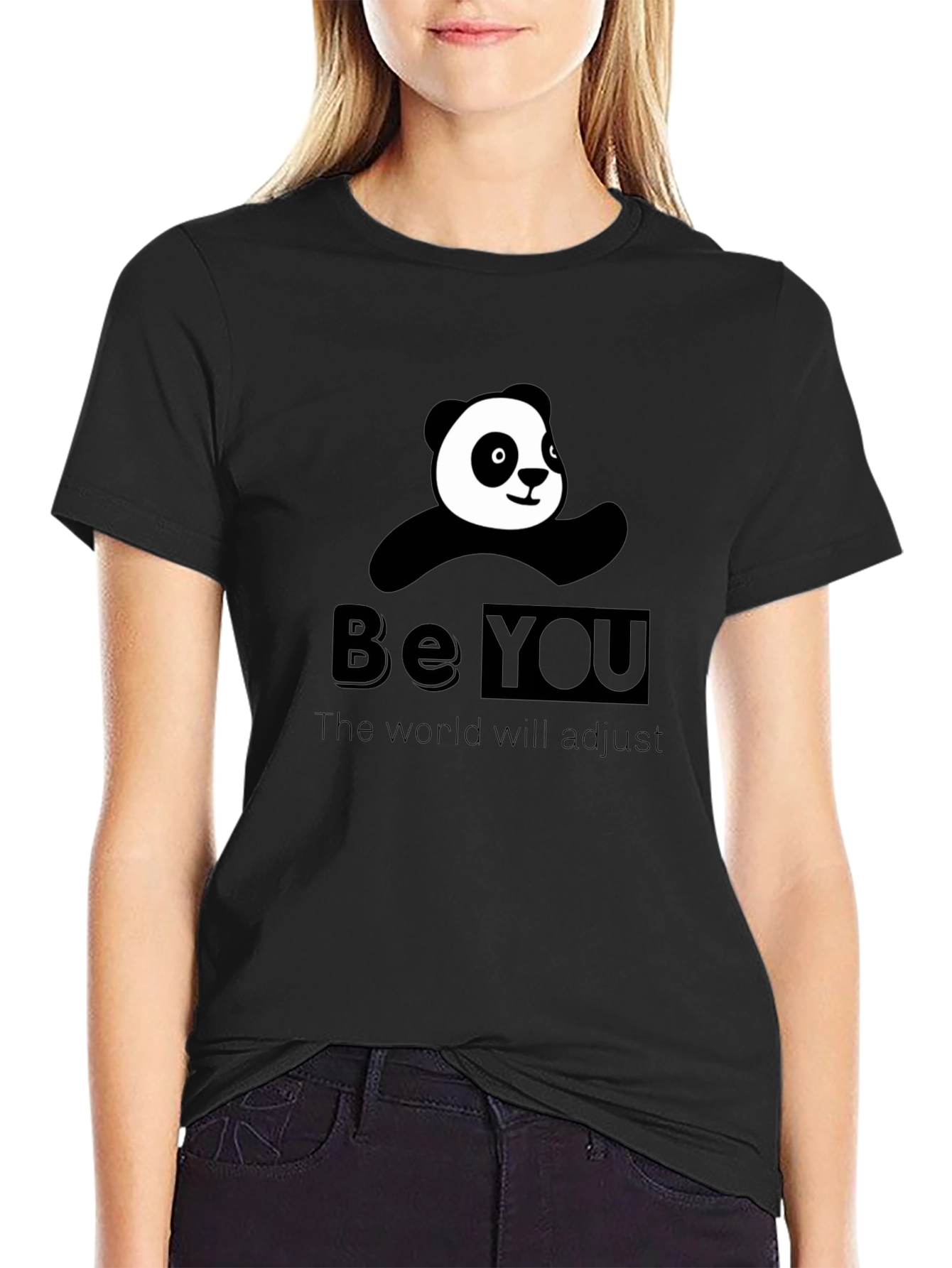 Be You Panda T-Shirt - Black Cotton Tee