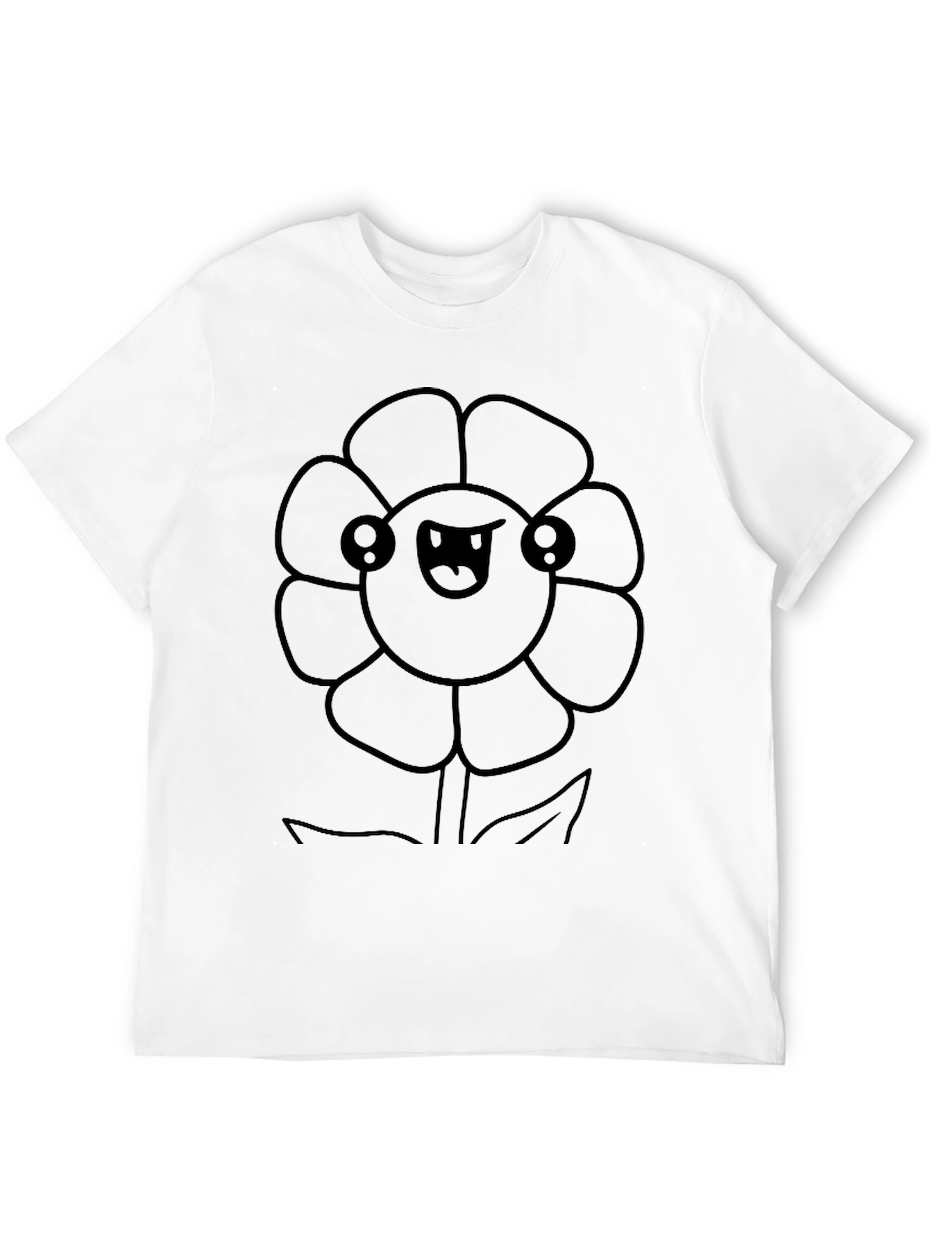 Kawaii Flower Graphic Tee - Black Cotton T-Shirt