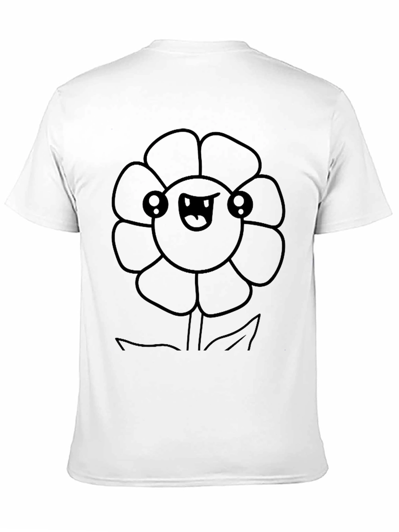 Kawaii Flower Graphic Tee - Black Cotton T-Shirt