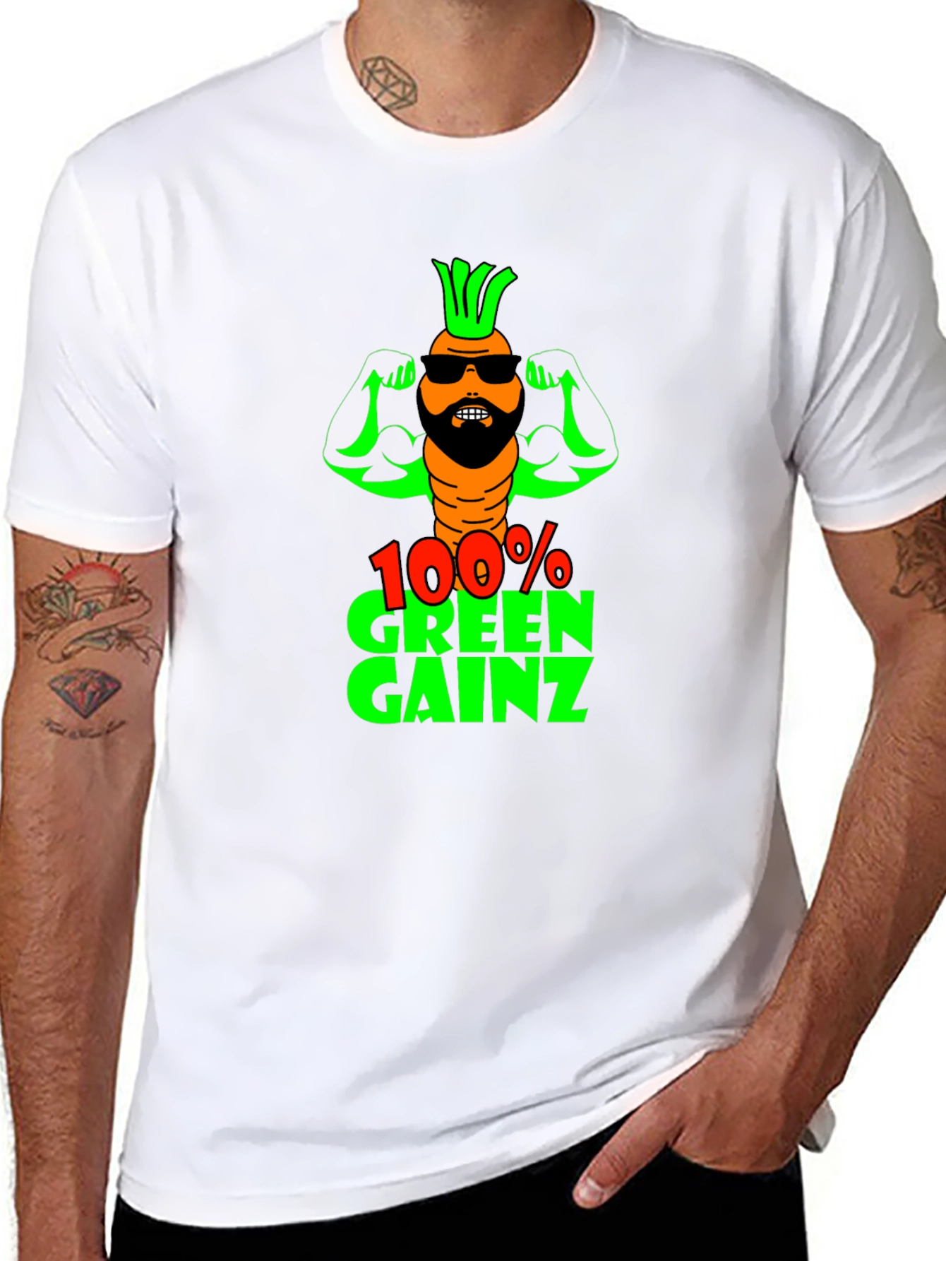 100% Green Gainz T-Shirt: Funny Vegan Fitness Tee