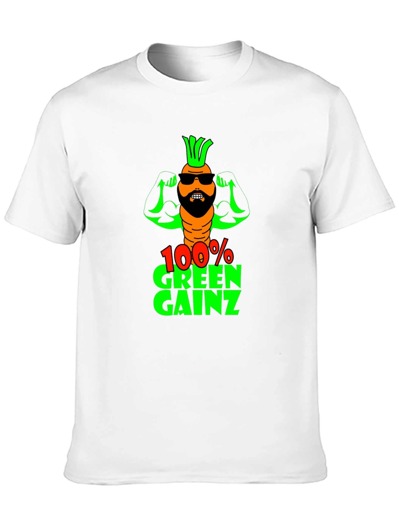 100% Green Gainz T-Shirt: Funny Vegan Fitness Tee