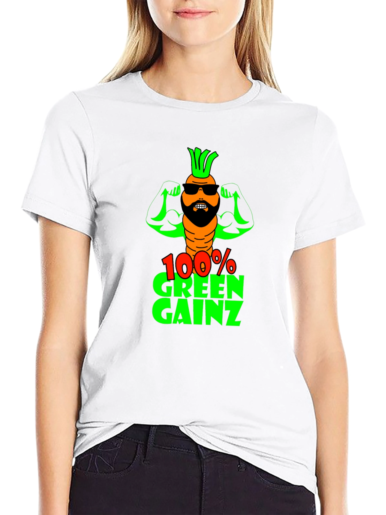 100% Green Gainz T-Shirt: Funny Vegan Fitness Tee