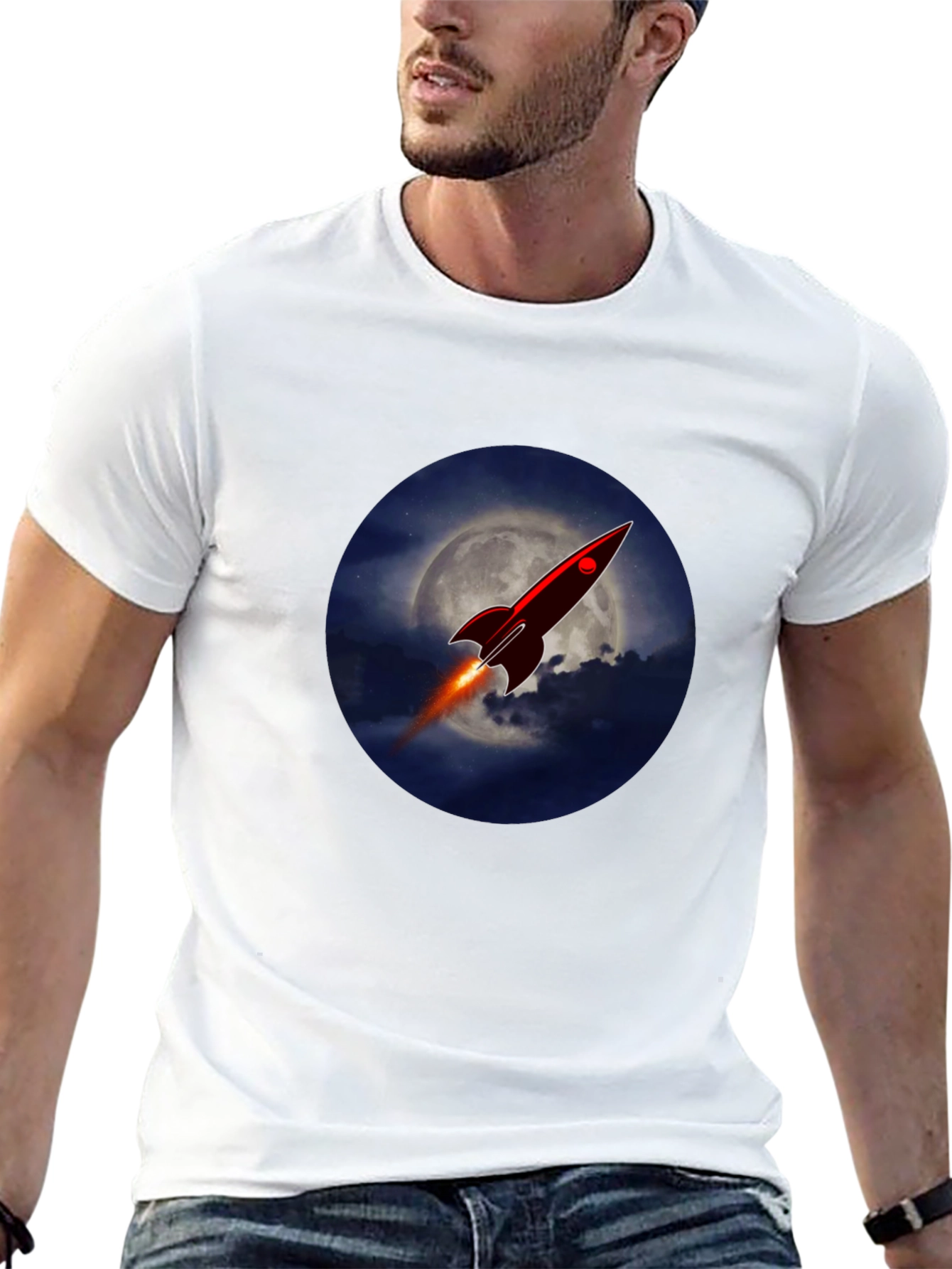 Rocket to the Moon Graphic T-Shirt - Black
