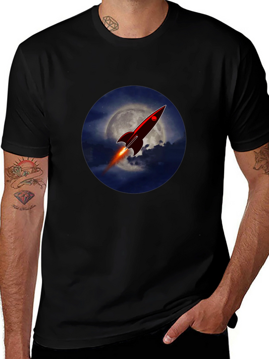 Rocket to the Moon Graphic T-Shirt - Black