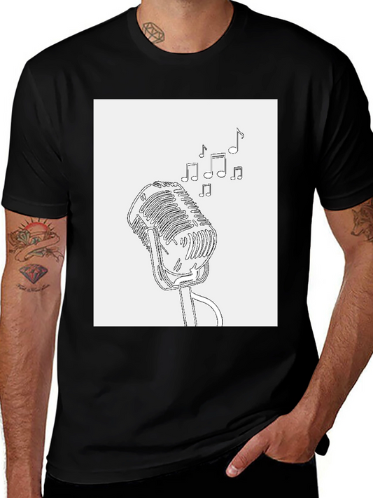 Vintage Microphone Graphic Tee - Classic Style