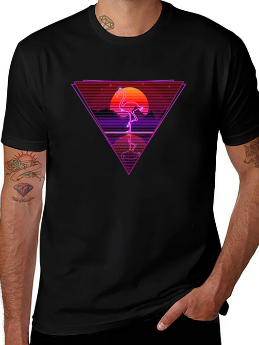 Retro Flamingo T-Shirt - Synthwave Design