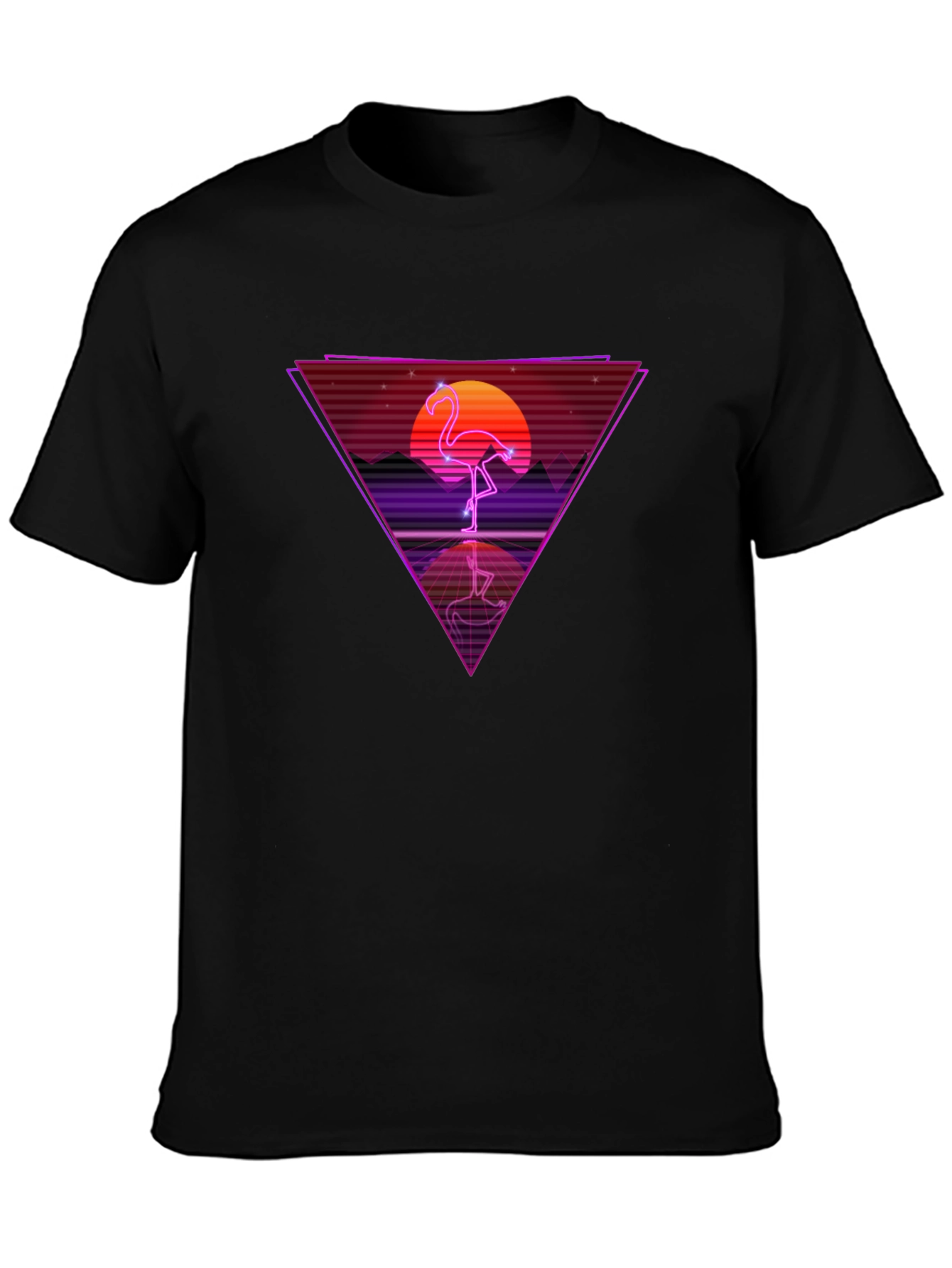 Retro Flamingo T-Shirt - Synthwave Design