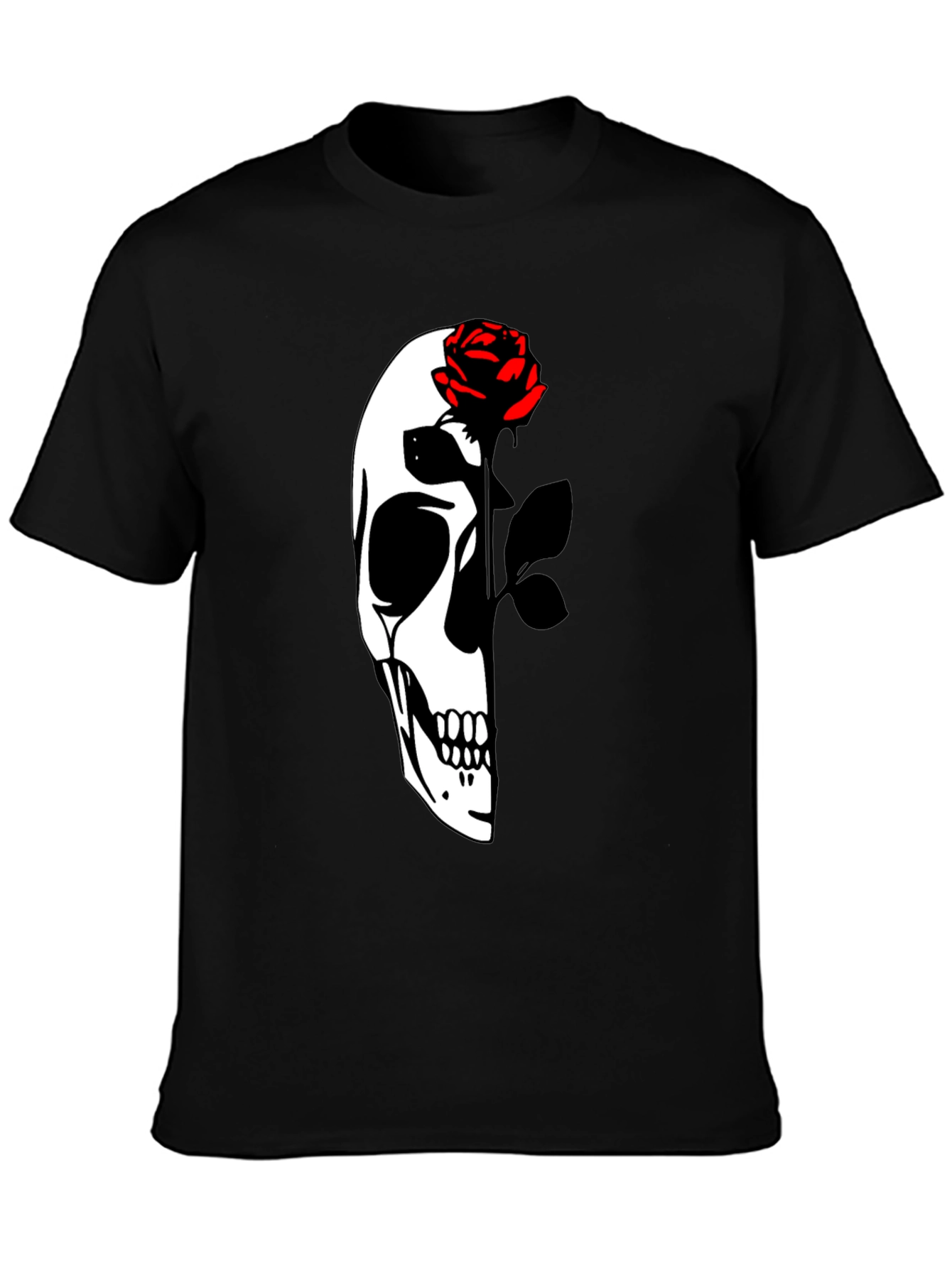 Skull & Rose Graphic T-Shirt - Dark Aesthetic