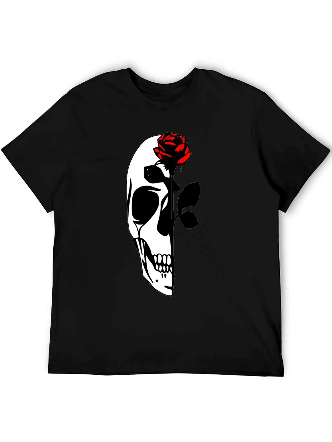 Skull & Rose Graphic T-Shirt - Dark Aesthetic
