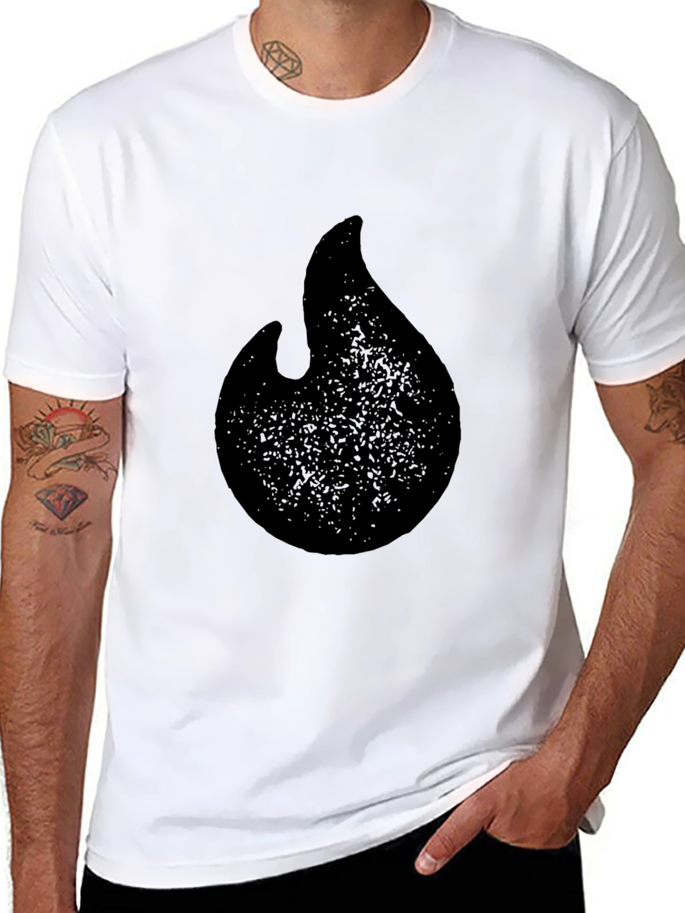 Black Flame Graphic T-Shirt - Casual Style