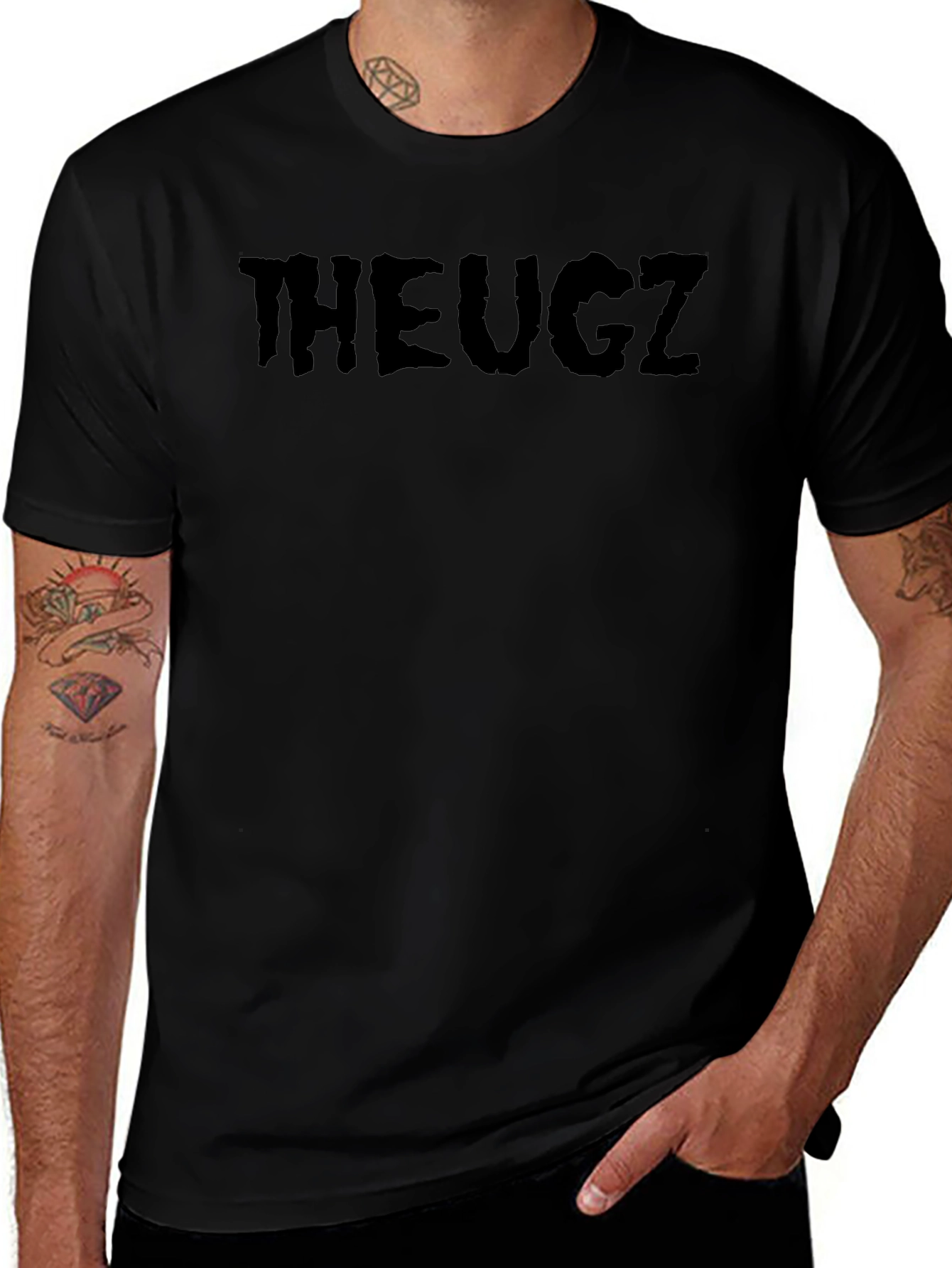 THEUGZ Black Graphic Tee - Modern Style
