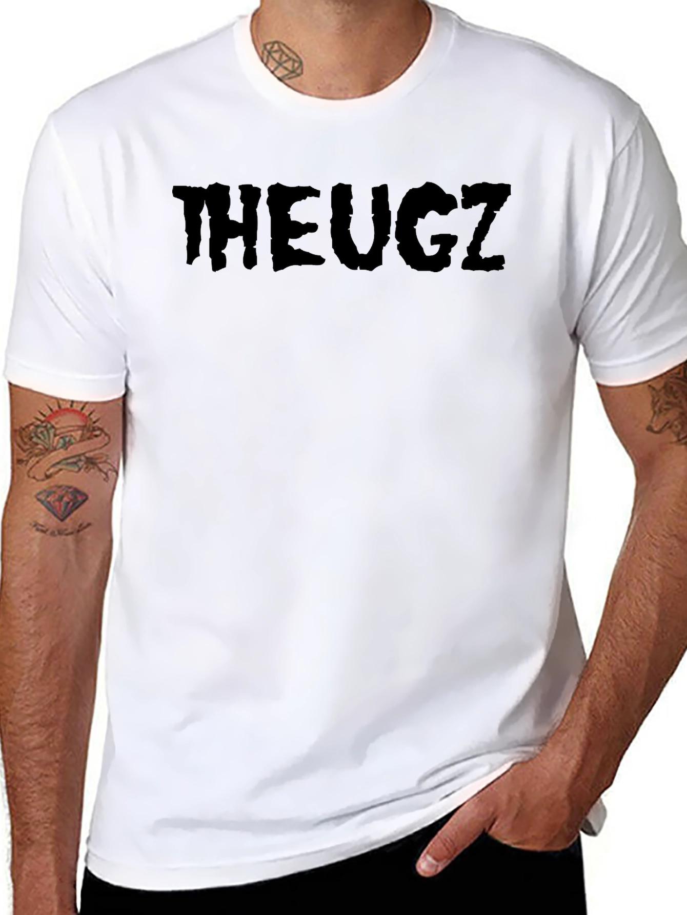 THEUGZ Black Graphic Tee - Modern Style