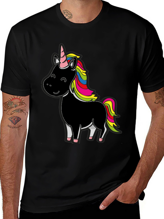 Unicorn Graphic Tee - Black Cotton Blend T-Shirt