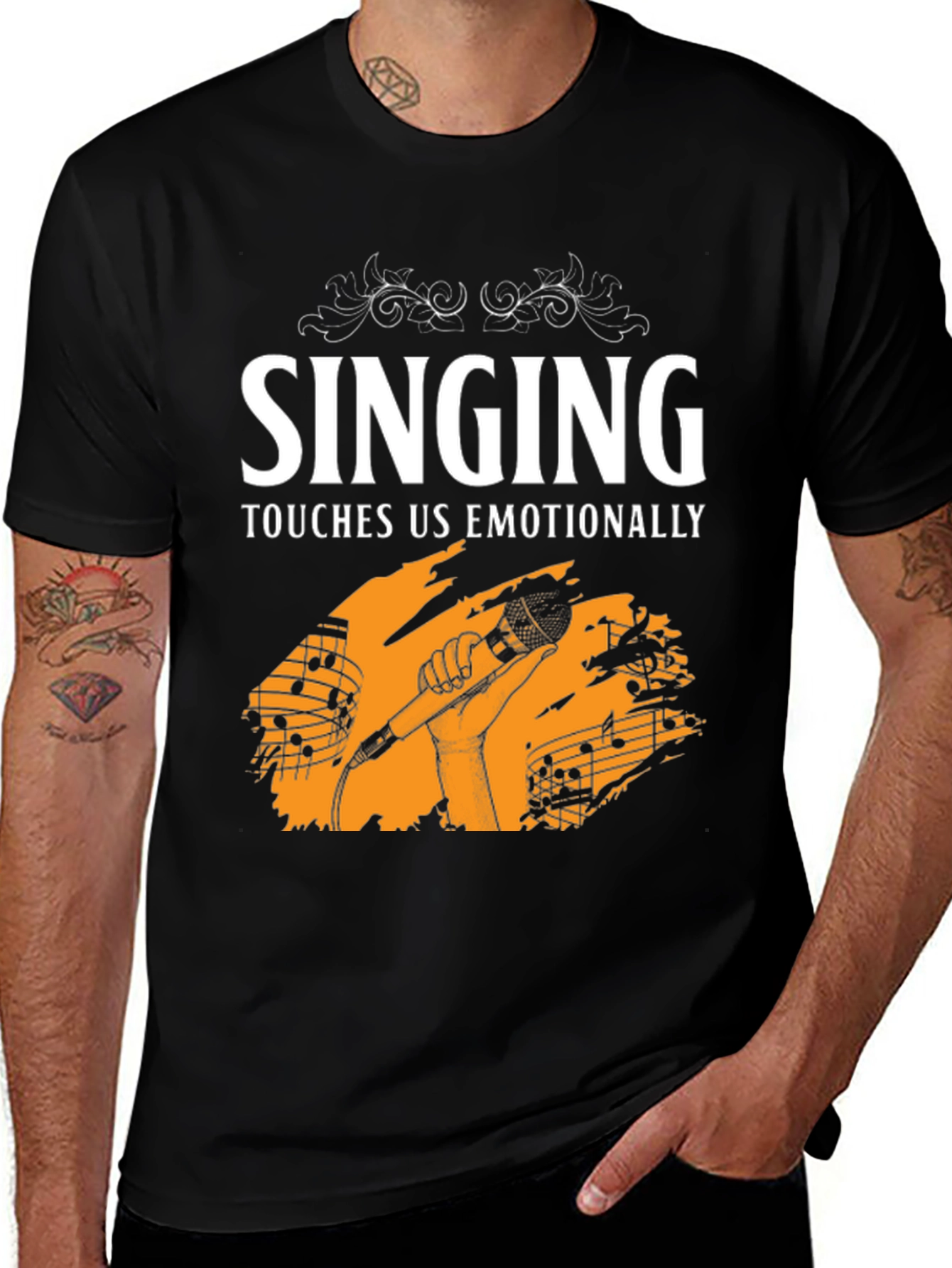 Singing Touches Us Emotionally Black T-Shirt