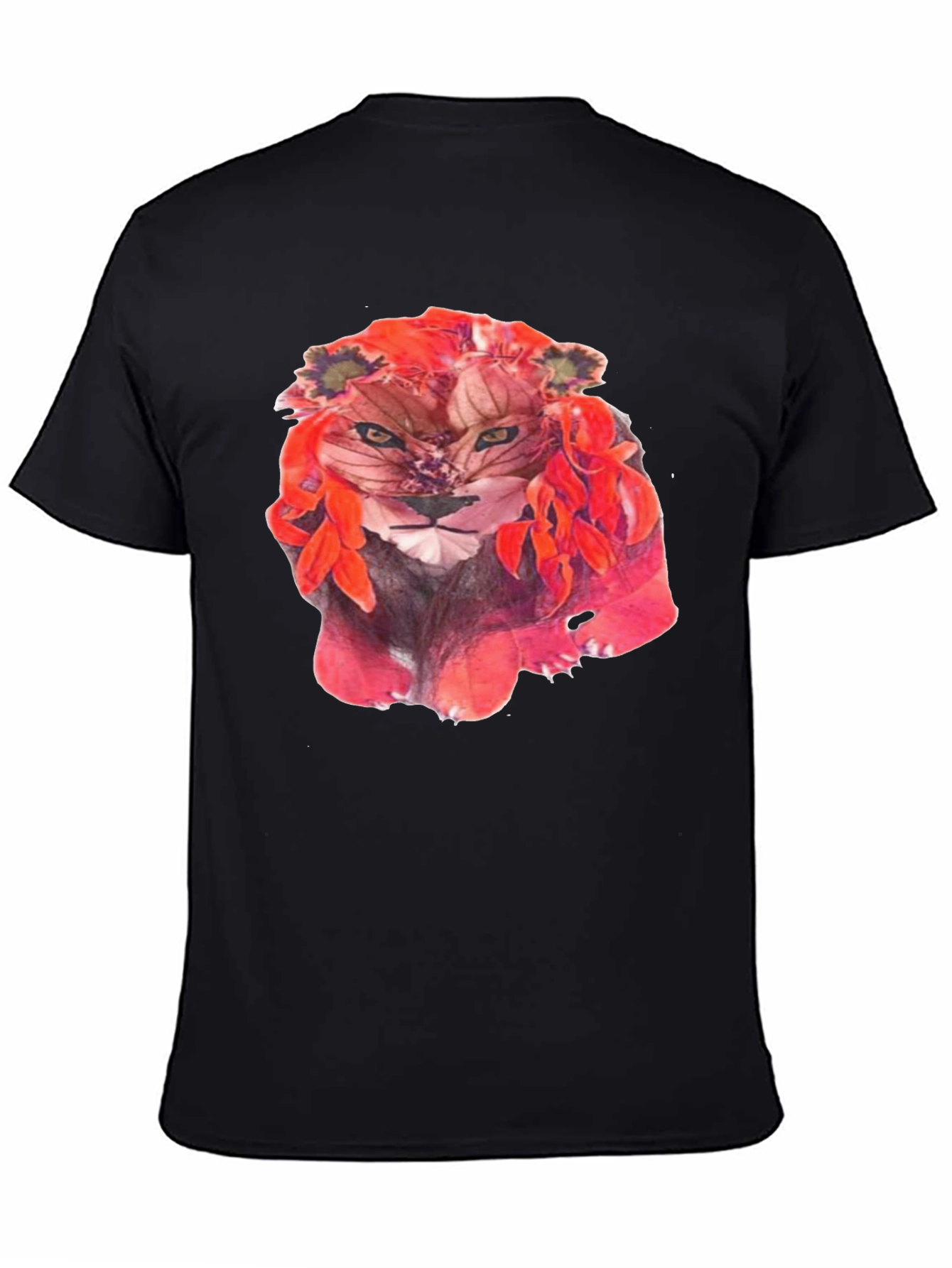 Floral Lion Graphic Tee - Unique Artistic Design