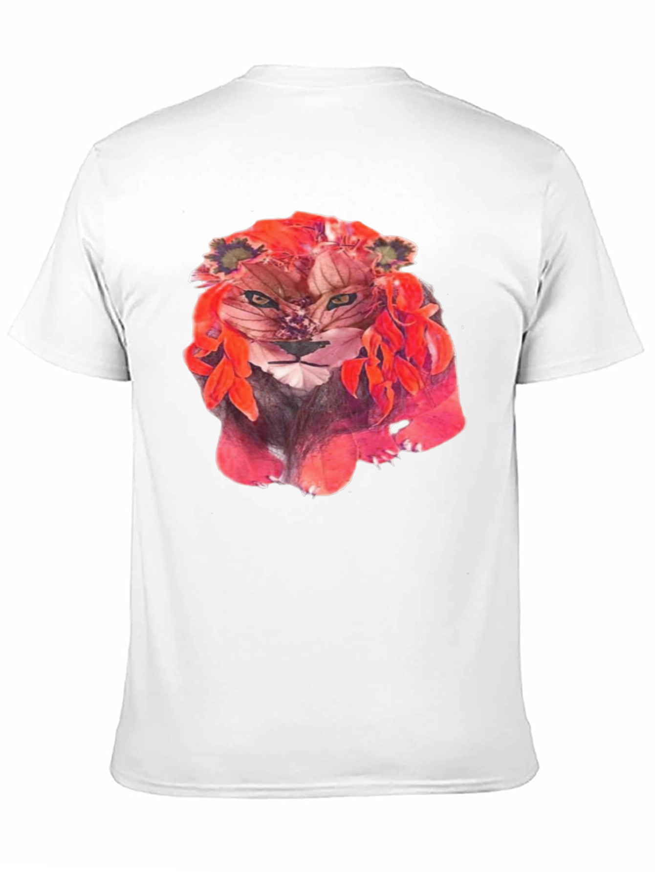 Floral Lion Graphic Tee - Unique Artistic Design