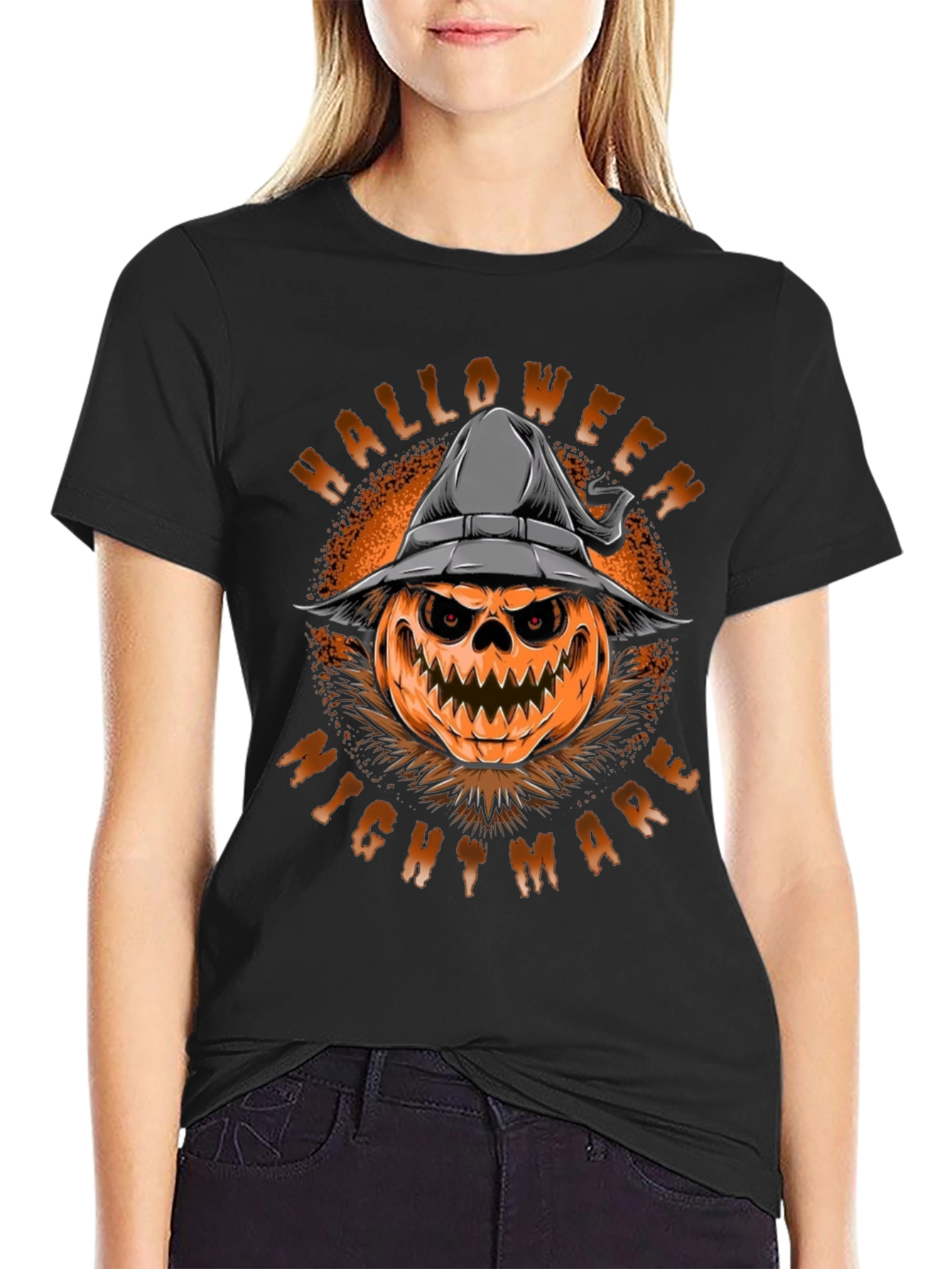 Halloween Nightmare Pumpkin Witch T-Shirt