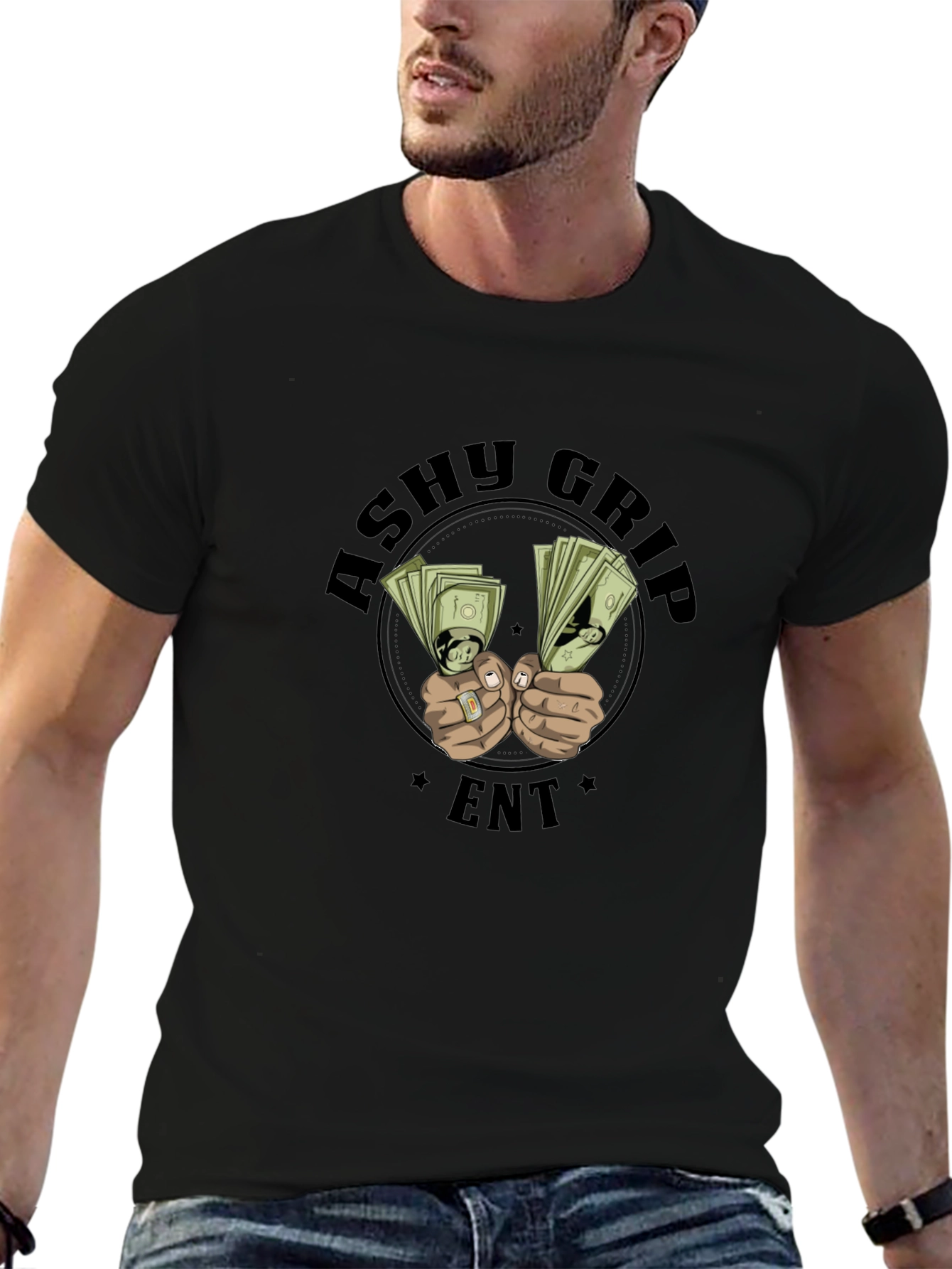 Ashy Grip ENT Graphic Print Black T-Shirt