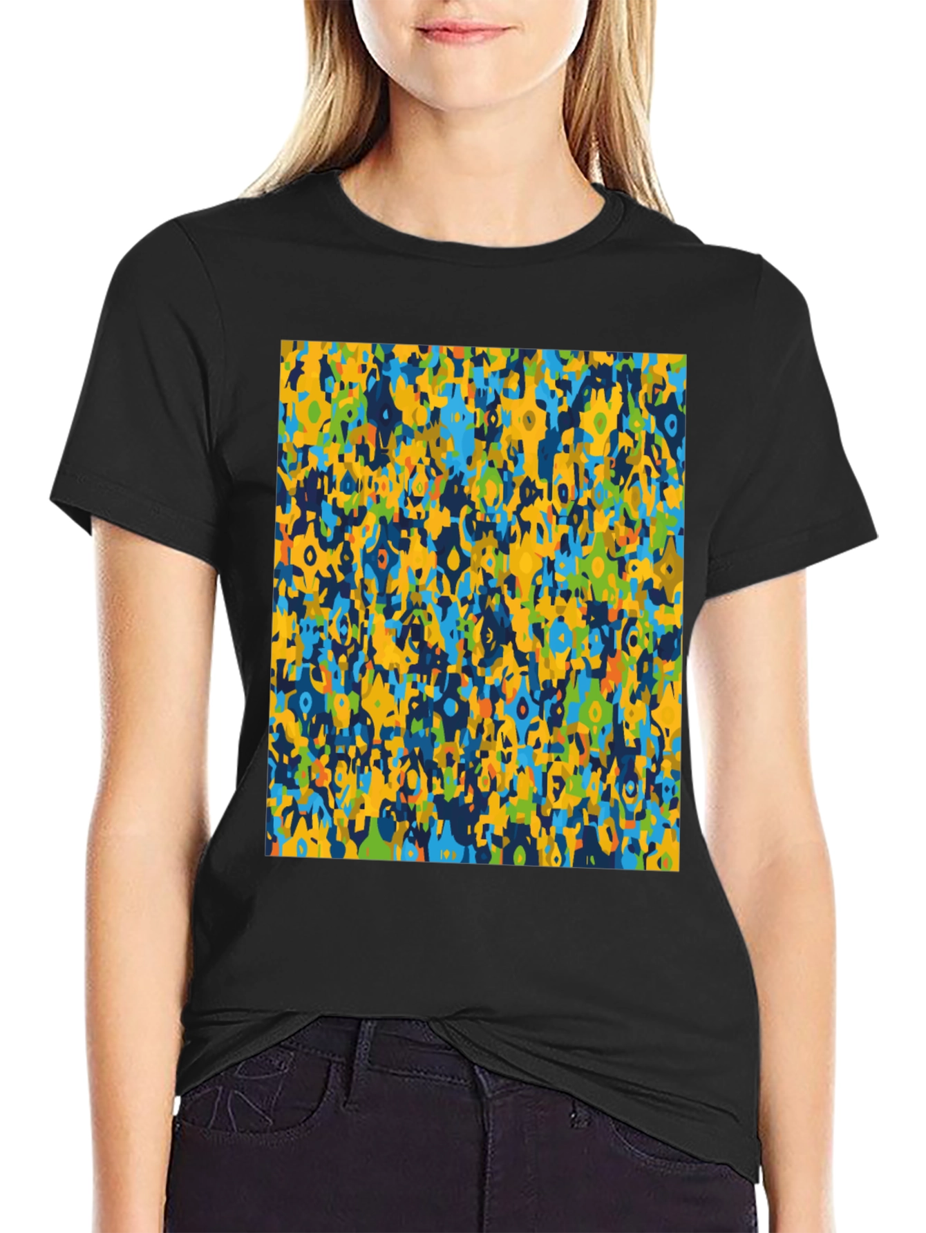 Abstract Pattern Mens Black Graphic T-Shirt