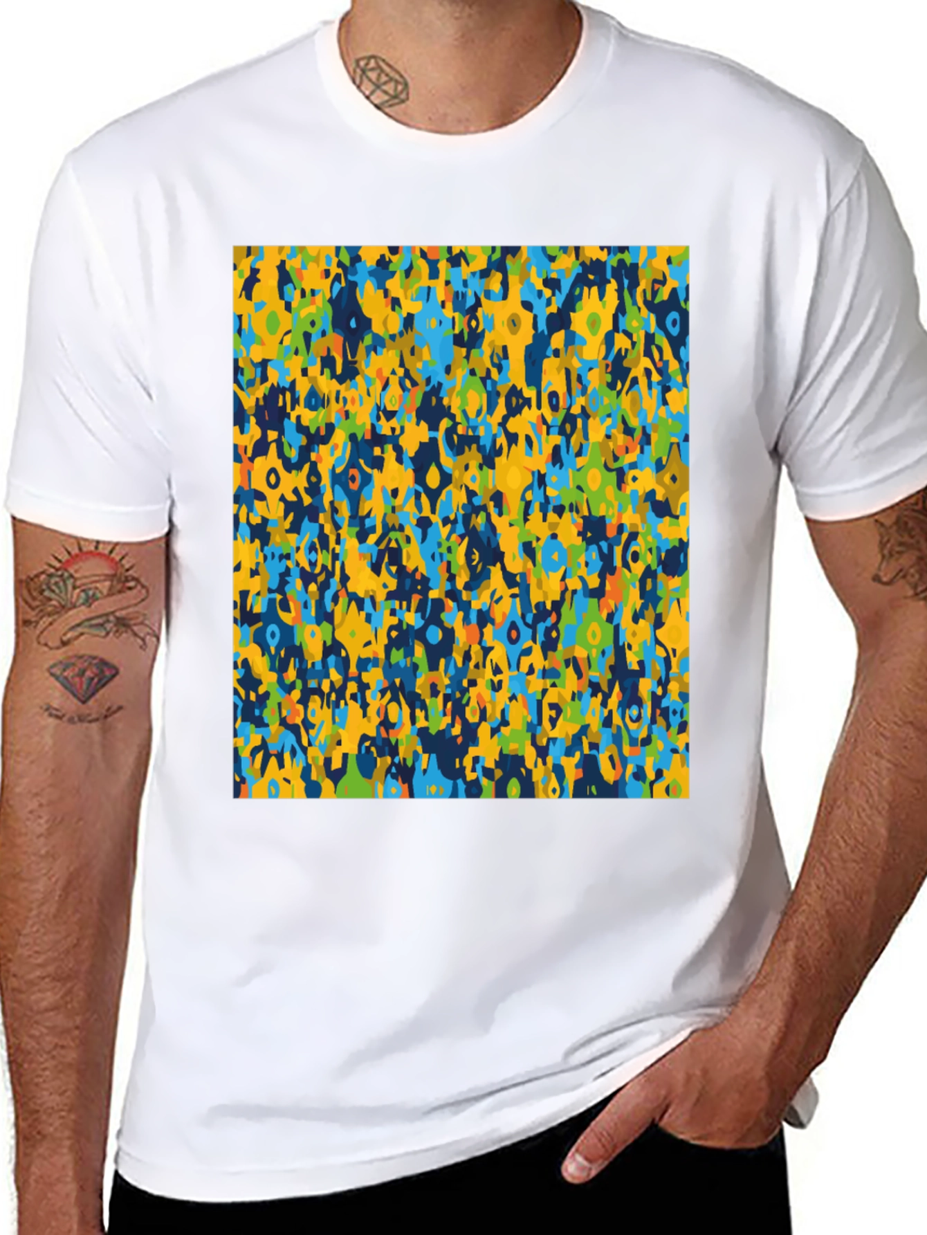 Abstract Pattern Mens Black Graphic T-Shirt