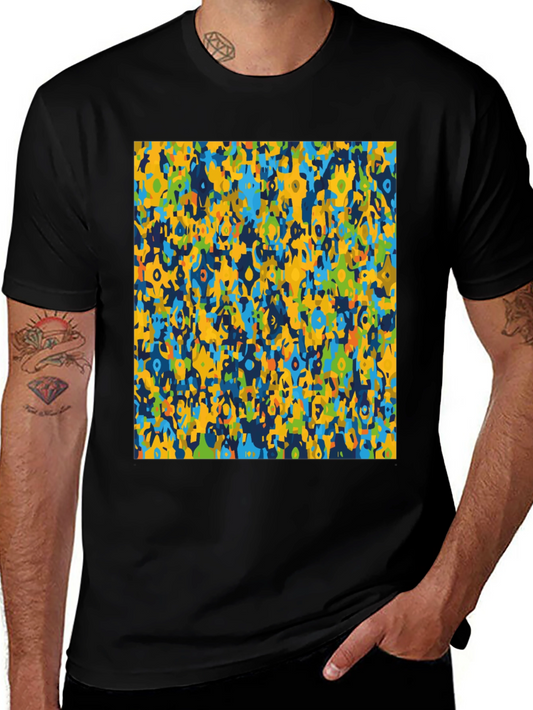 Abstract Pattern Mens Black Graphic T-Shirt