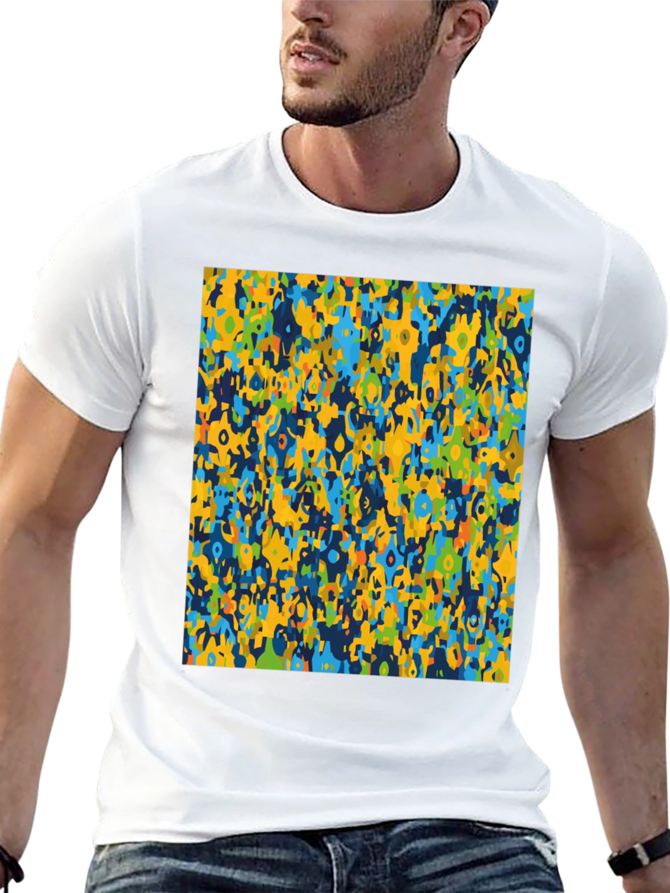 Abstract Pattern Mens Black Graphic T-Shirt