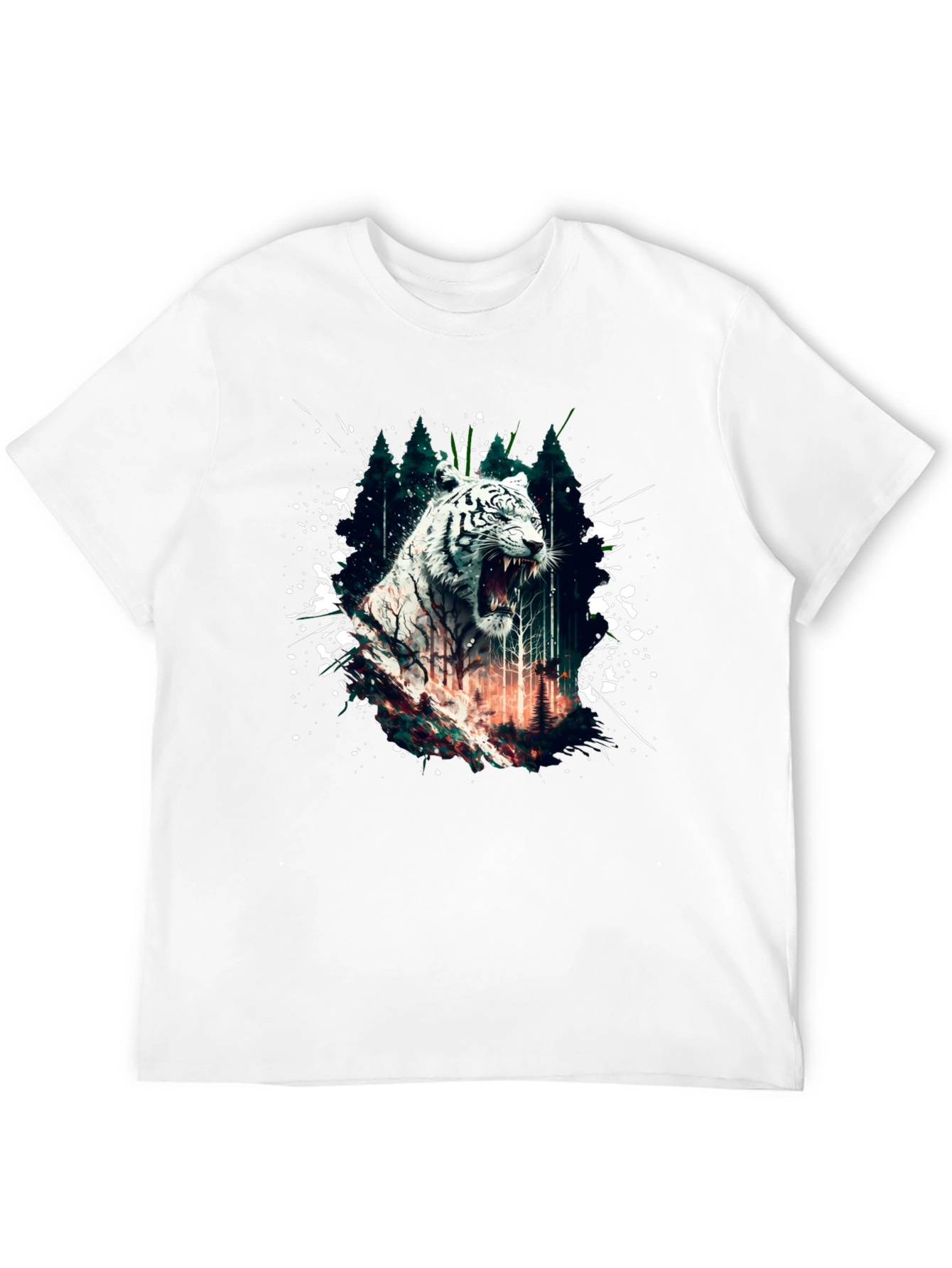 White Tiger Graphic T-Shirt - Mens Black Tee