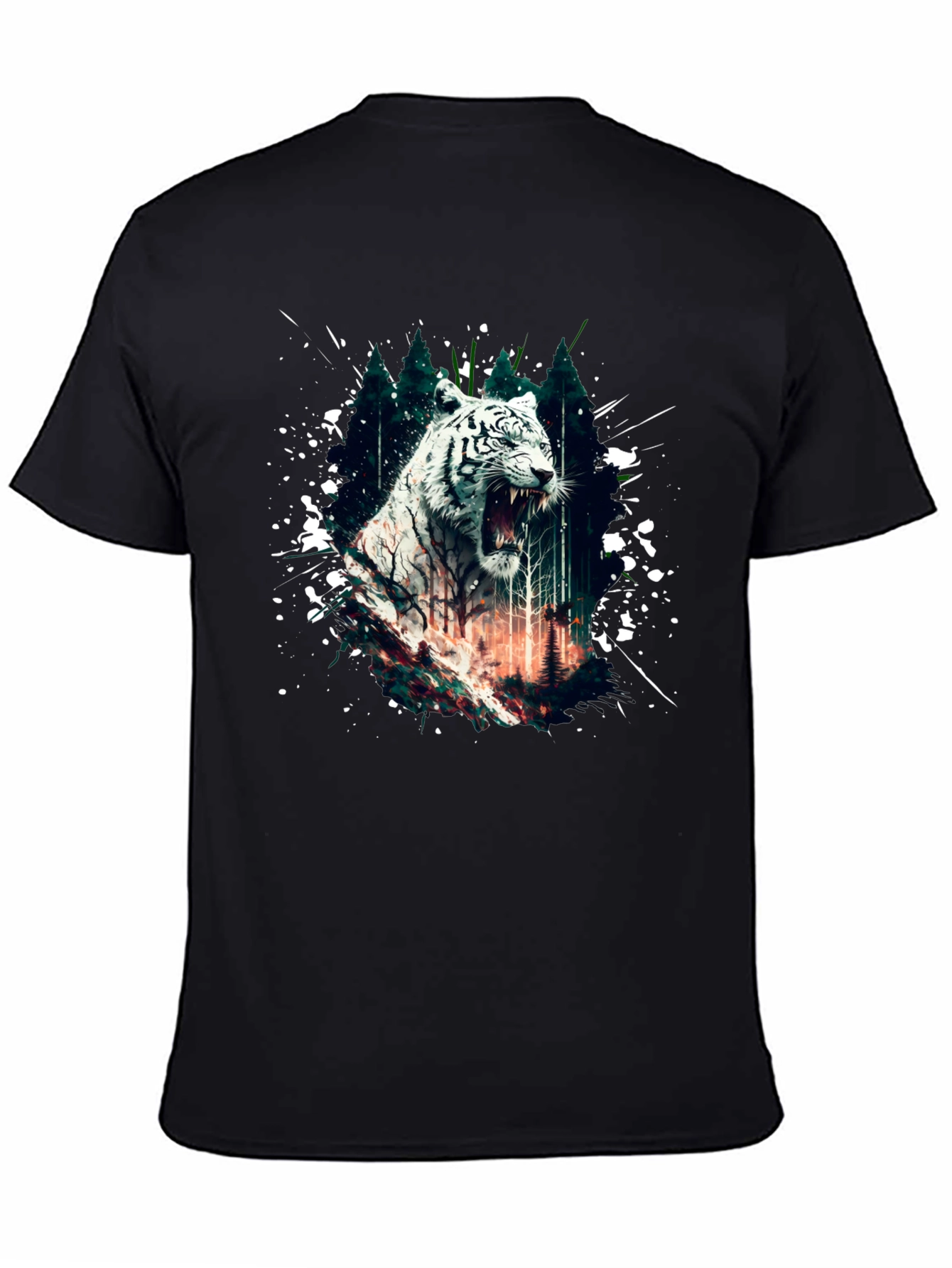 White Tiger Graphic T-Shirt - Mens Black Tee