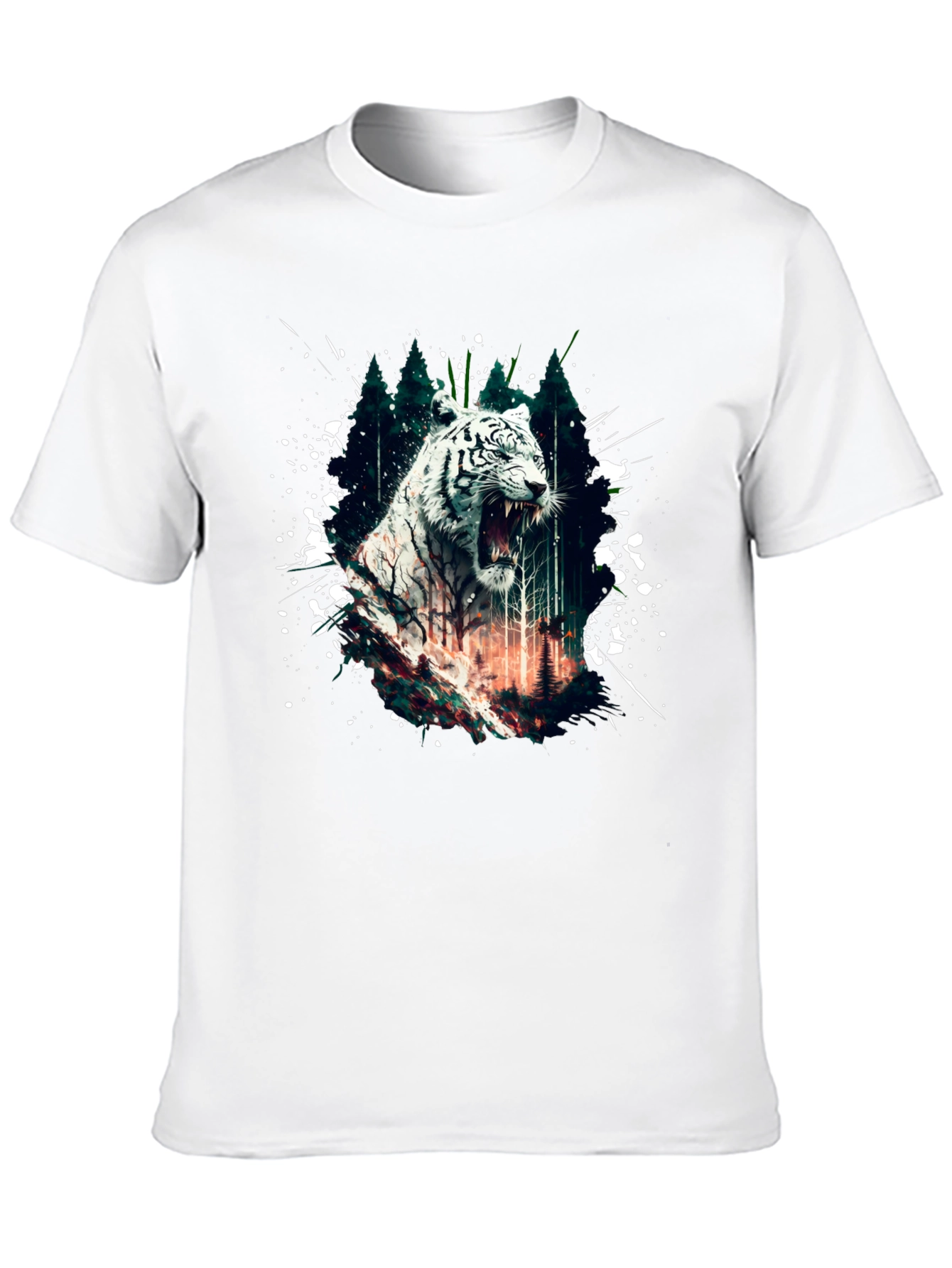 White Tiger Graphic T-Shirt - Mens Black Tee