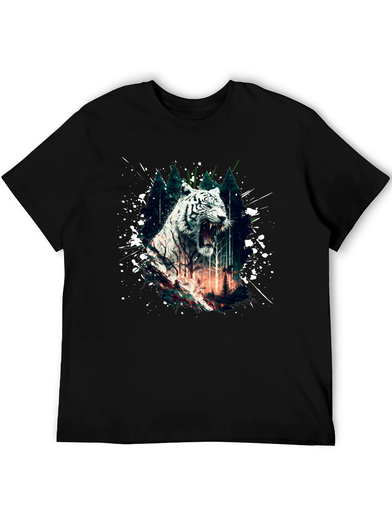 White Tiger Graphic T-Shirt - Mens Black Tee
