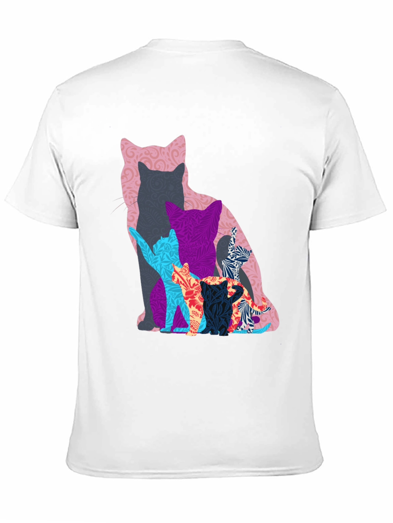 Stylish Cat Silhouette Graphic Tee - Black