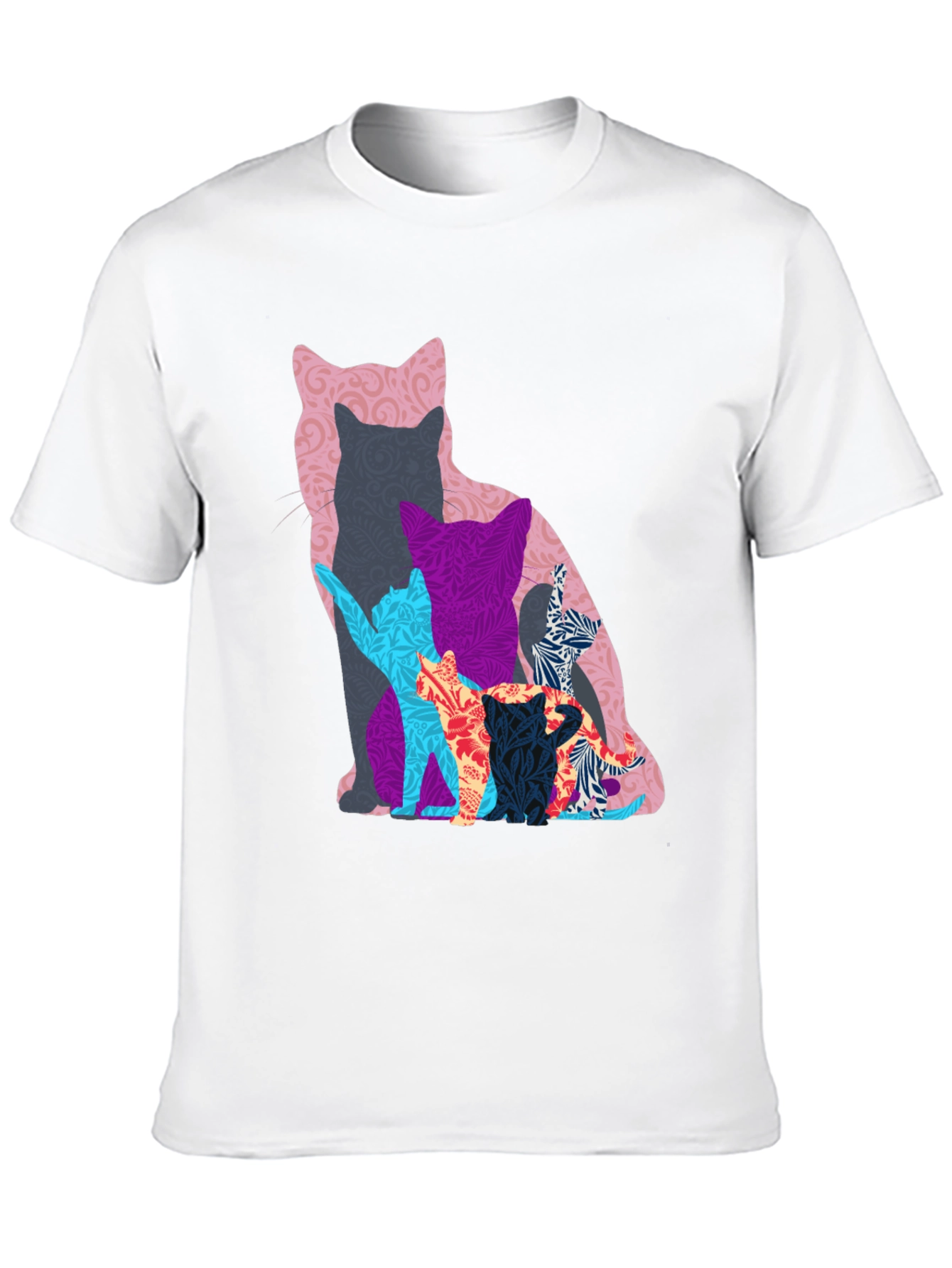 Stylish Cat Silhouette Graphic Tee - Black