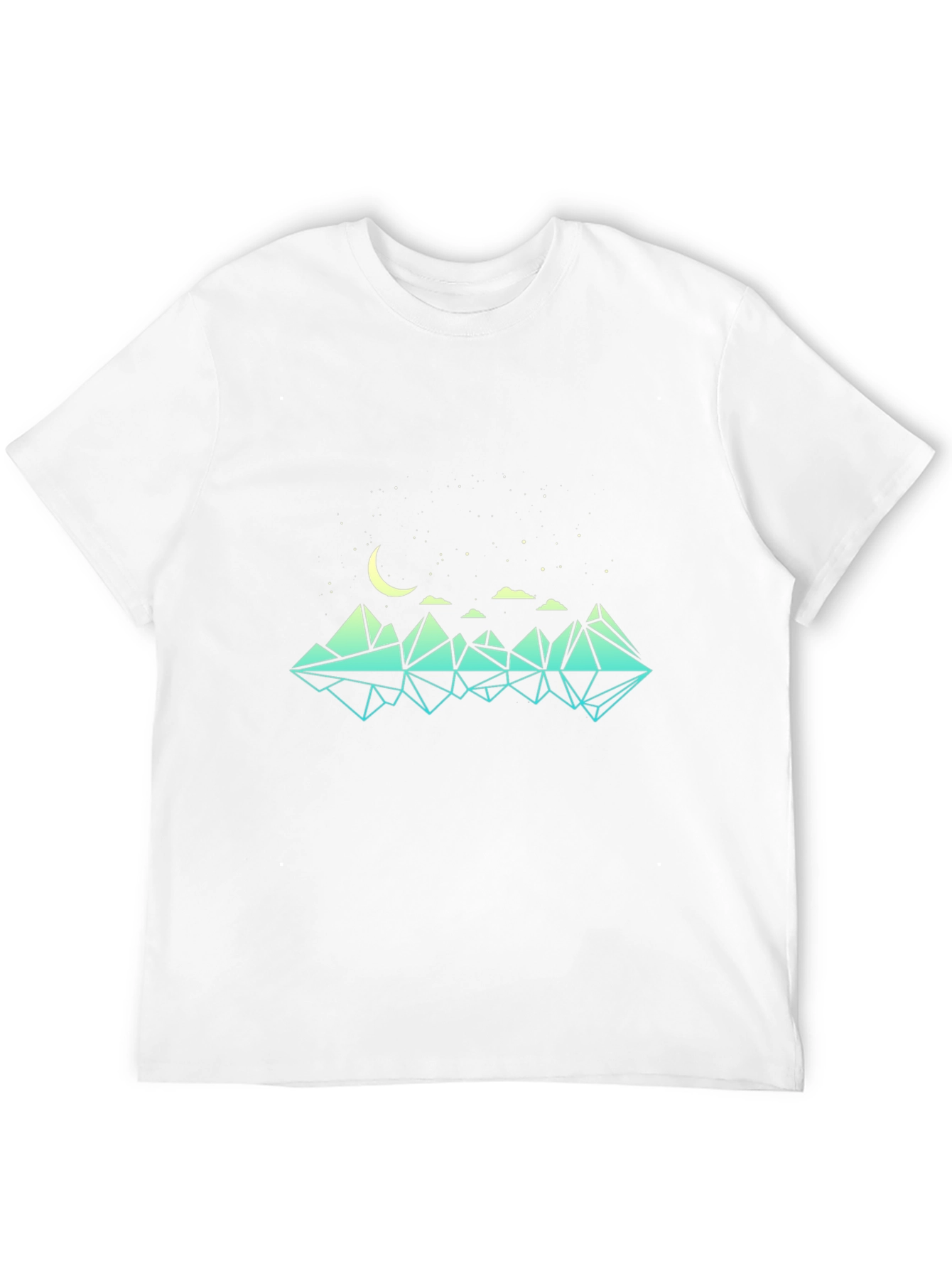 Geometric Mountain & Moon Graphic Black T-Shirt