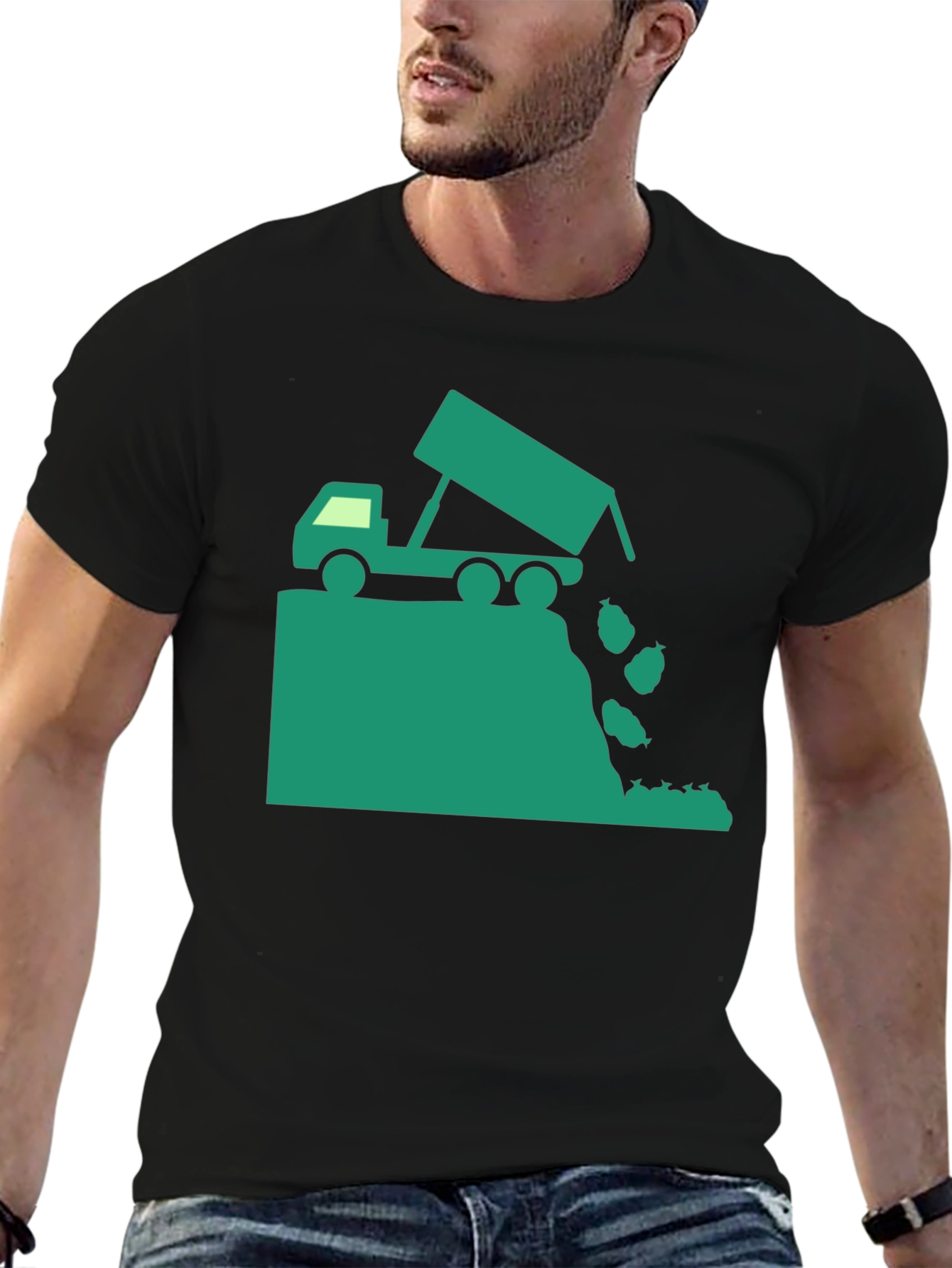 Dump Truck Graphic Tee - Black Short Sleeve