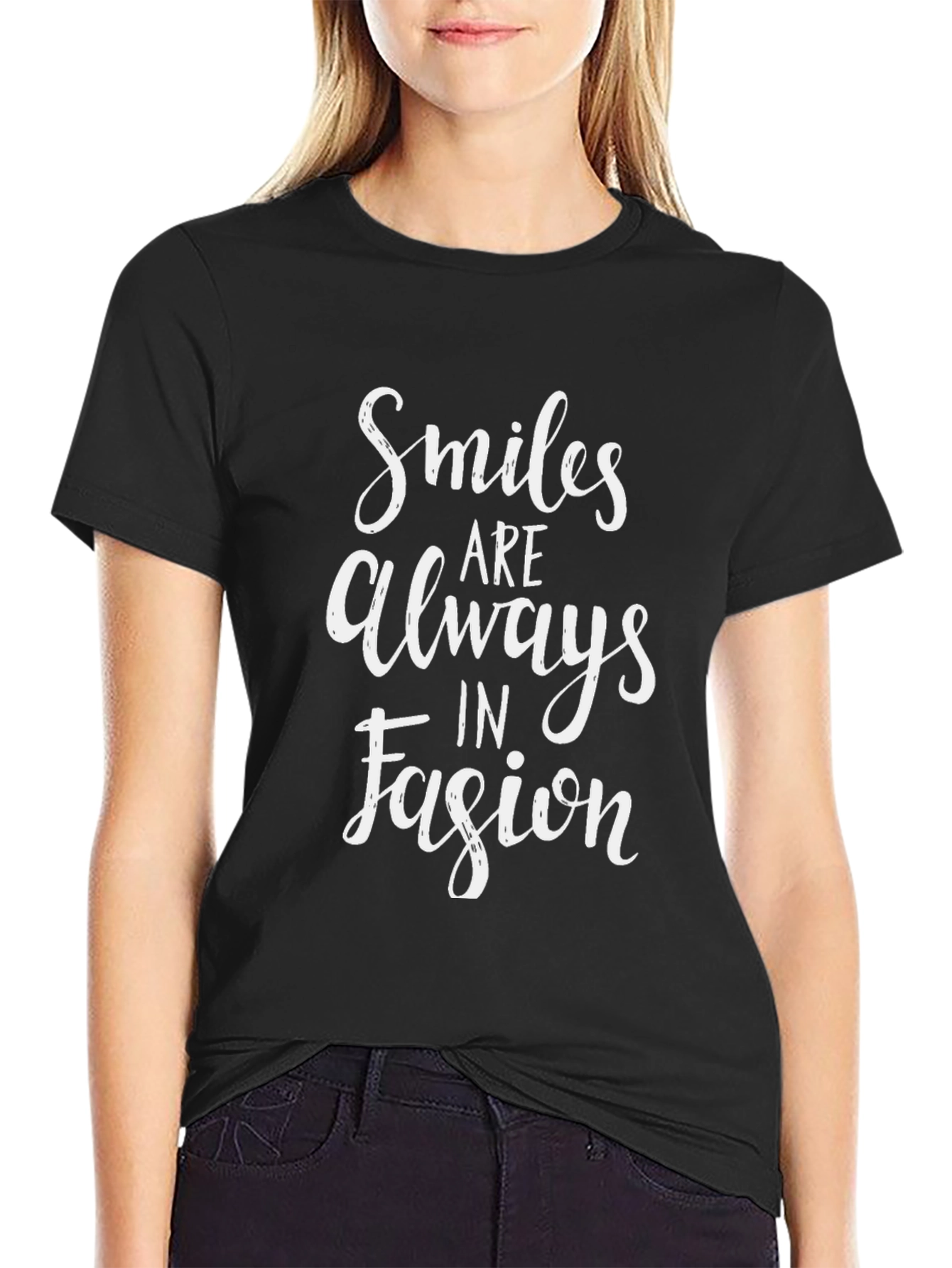 Smiles Always in Fashion Graphic Tee - Classic Black