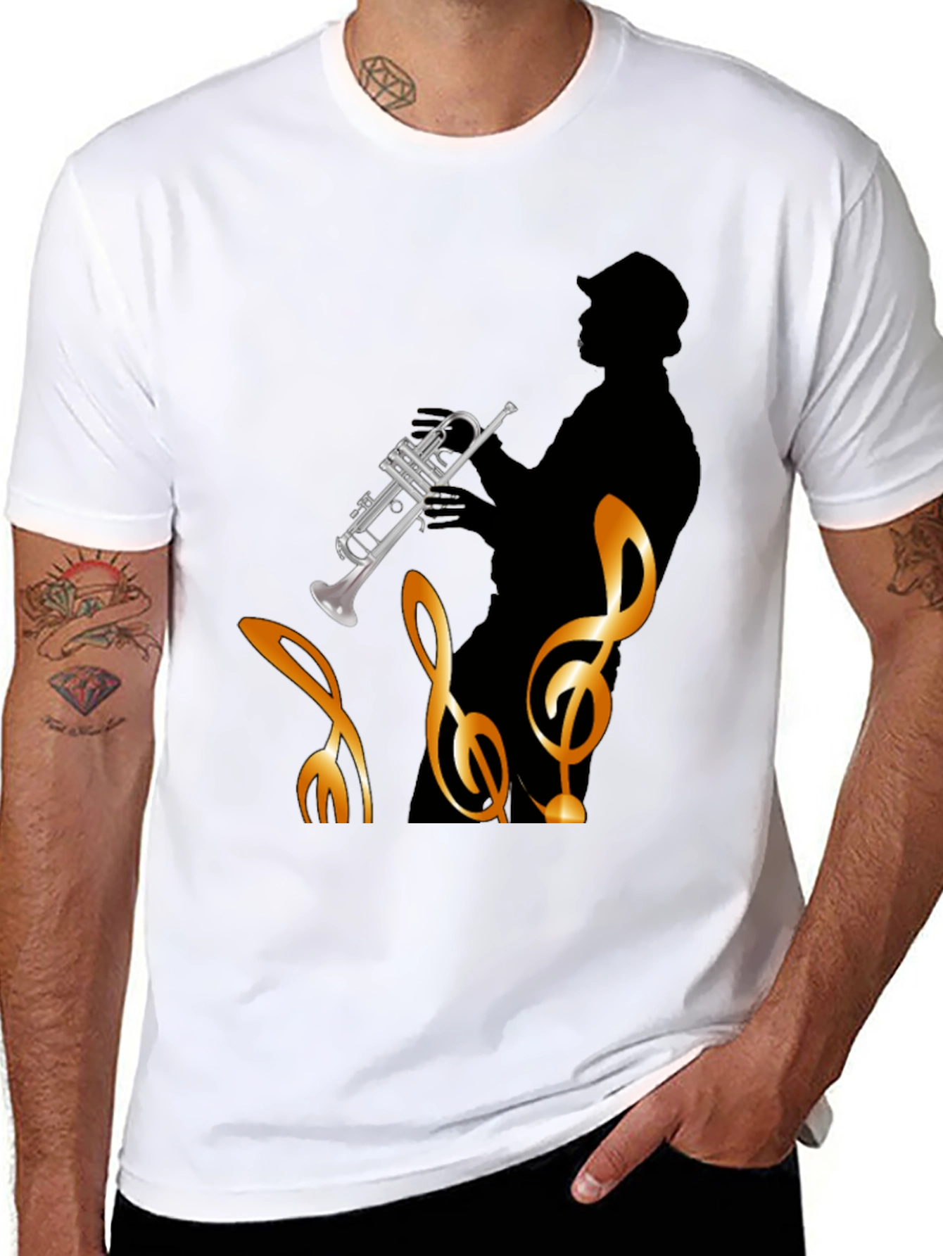Jazz Musician Graphic T-Shirt - Black Cotton Tee