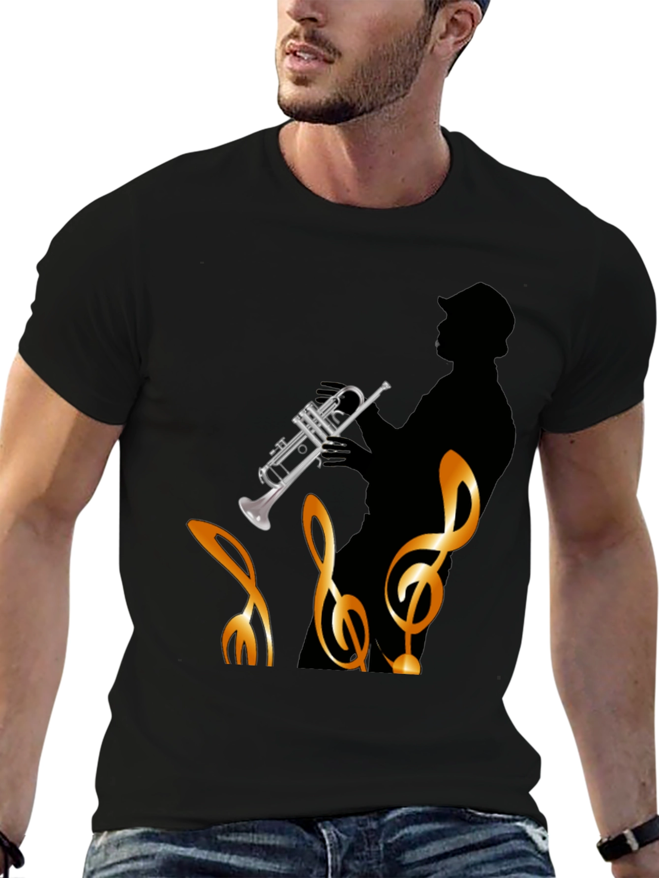 Jazz Musician Graphic T-Shirt - Black Cotton Tee